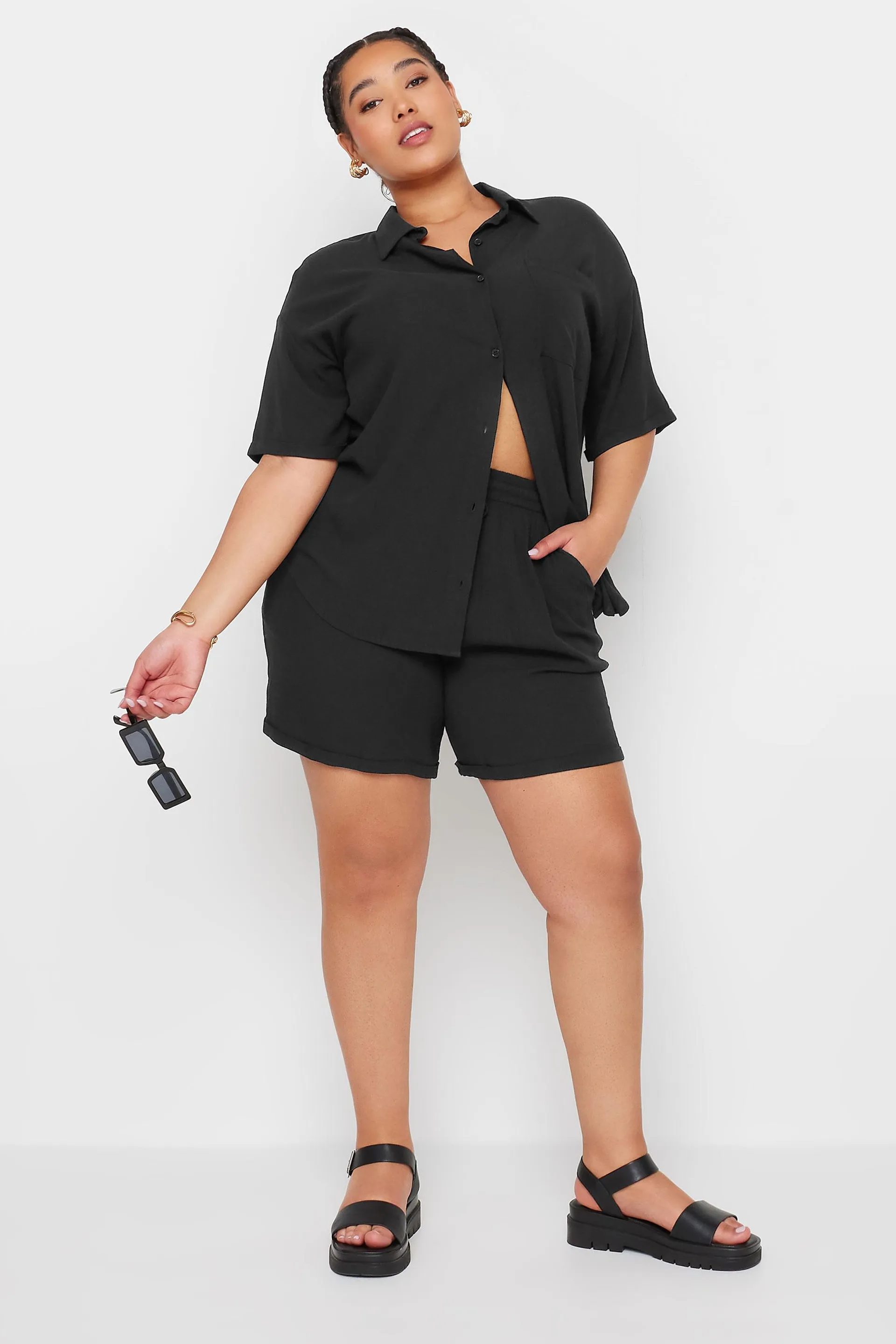 LIMITED COLLECTION Curve Black Crinkle Shirt