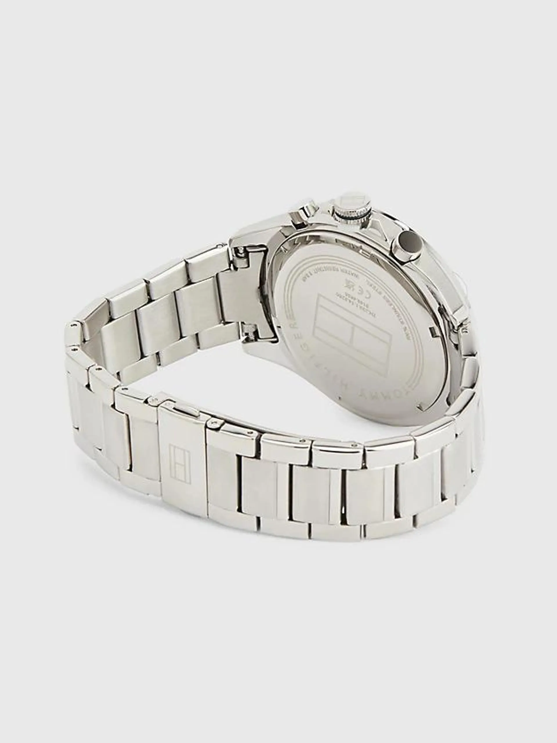 Colour-Blocked Bezel Stainless Steel Chain-Link Watch
