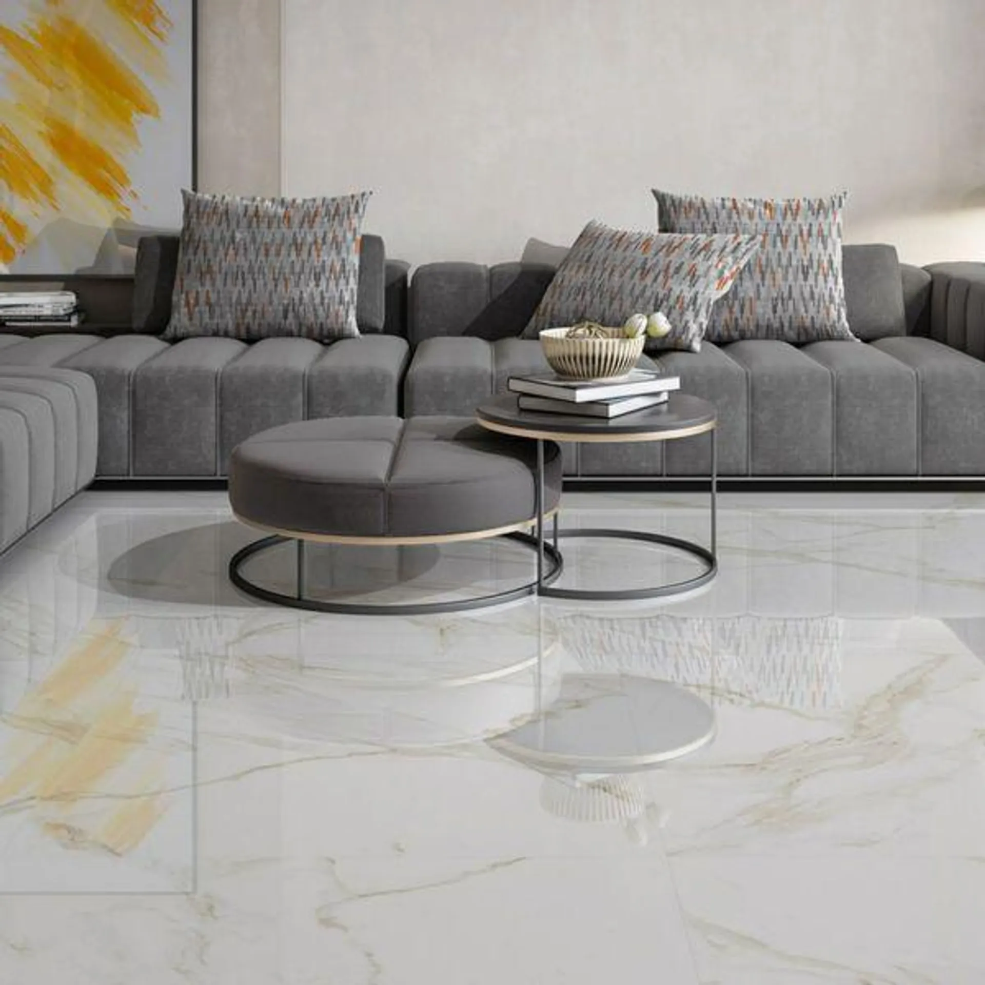 Cappella Gold Gloss 60x60 Marble Effect Tiles