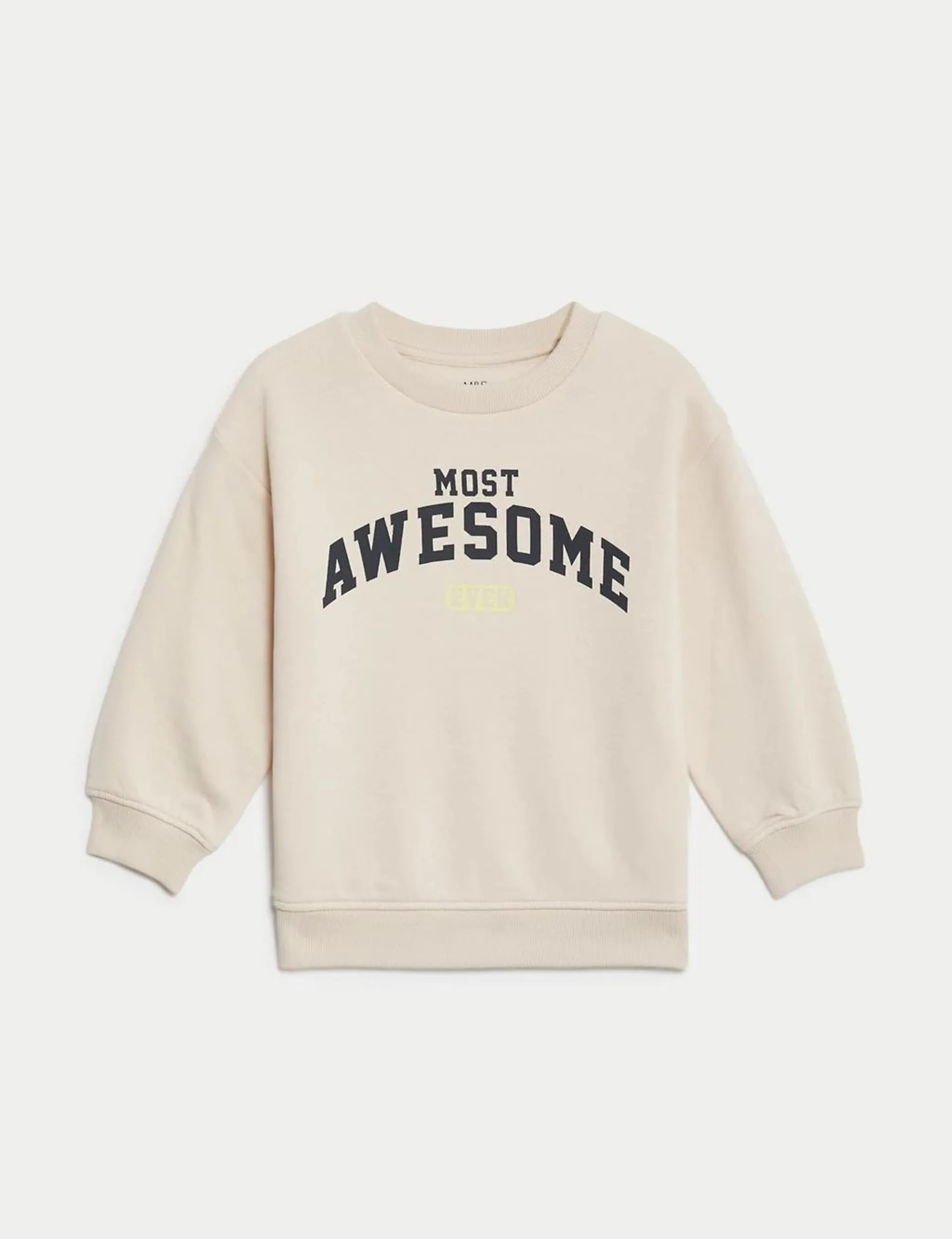 Cotton Rich Awesome Slogan Sweatshirt (2-8 Yrs)