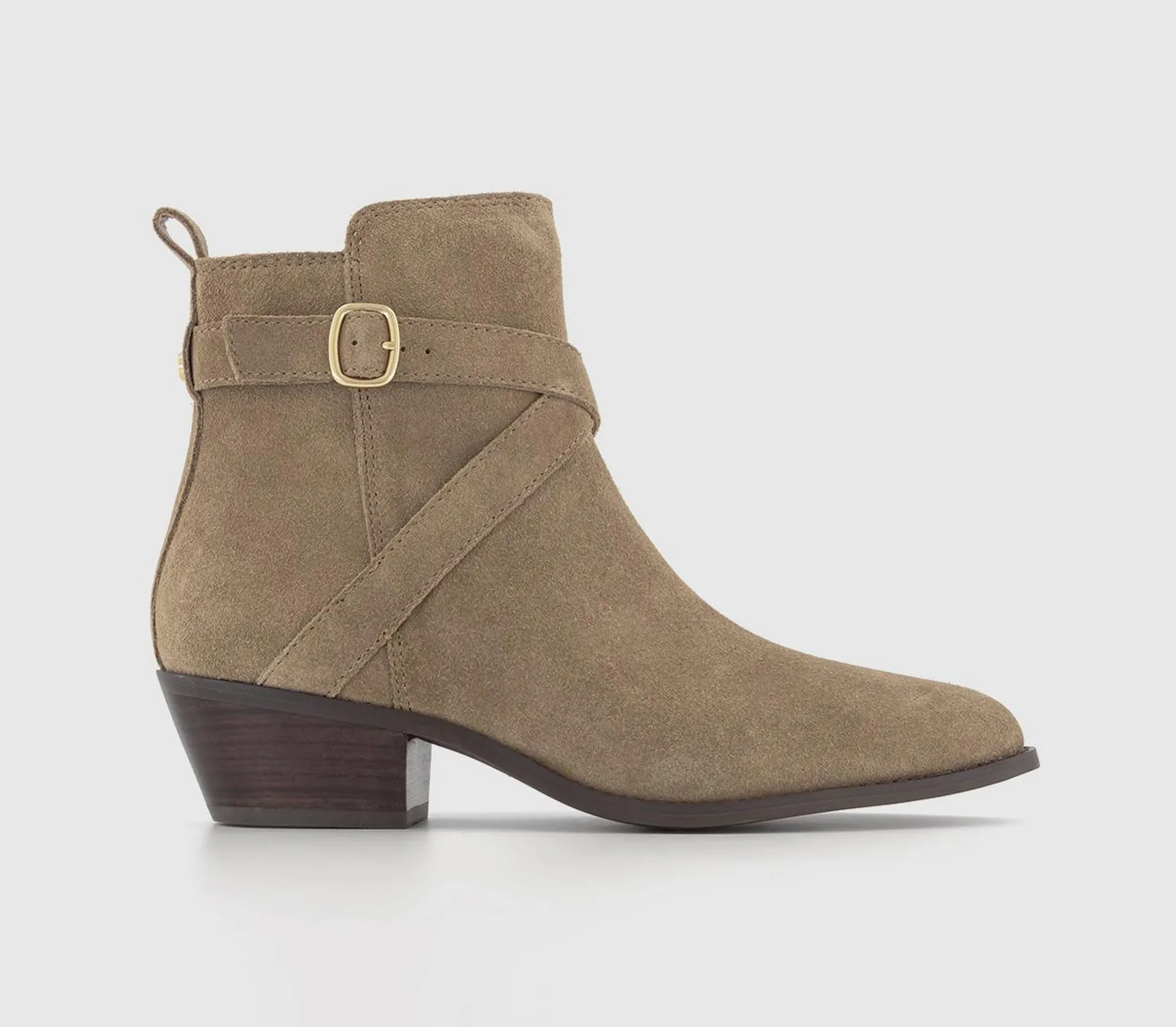 Arcade Strap Detail Pointed Toe Ankle Boots