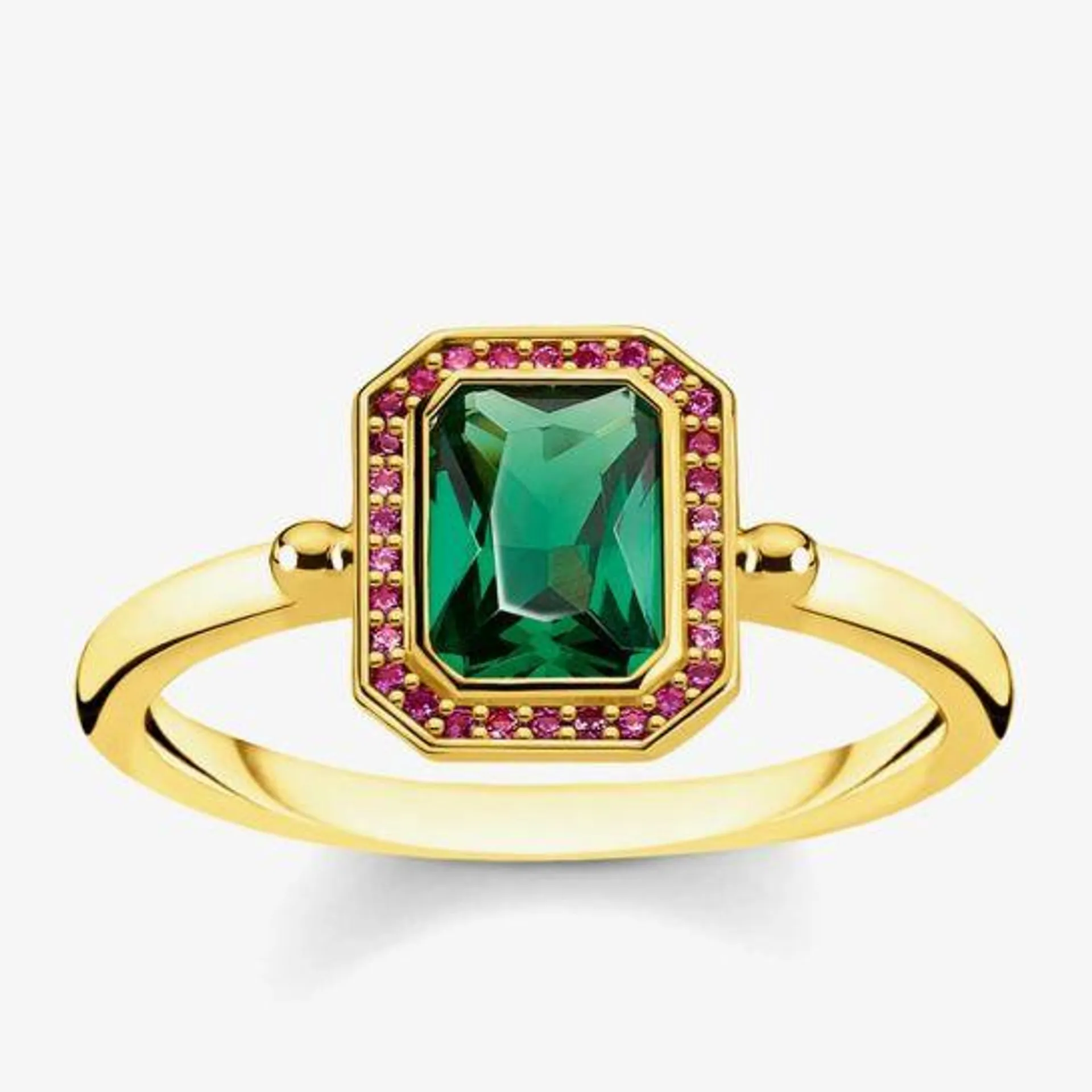 THOMAS SABO Gold Plated Red and Green Multi-Stone Ring TR2264-973-7