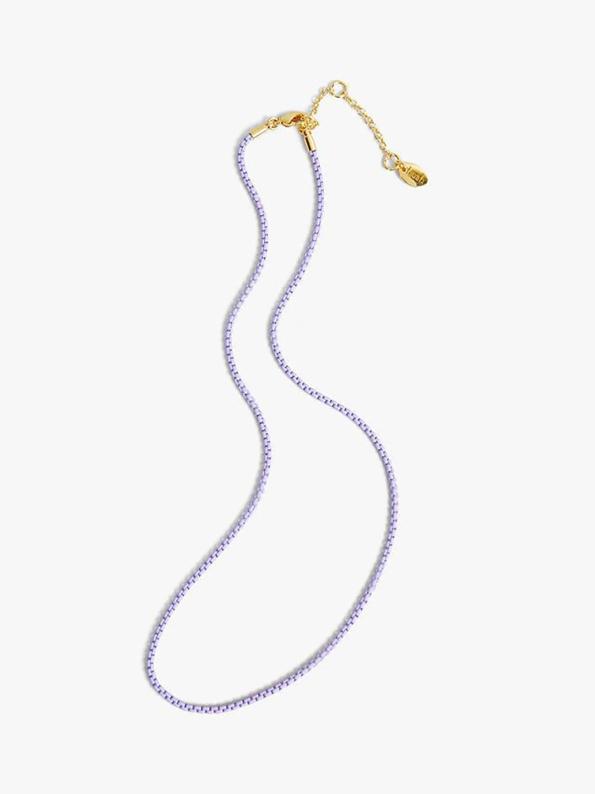 HUSH Elva Rubberised Box Chain Necklace, Lilac