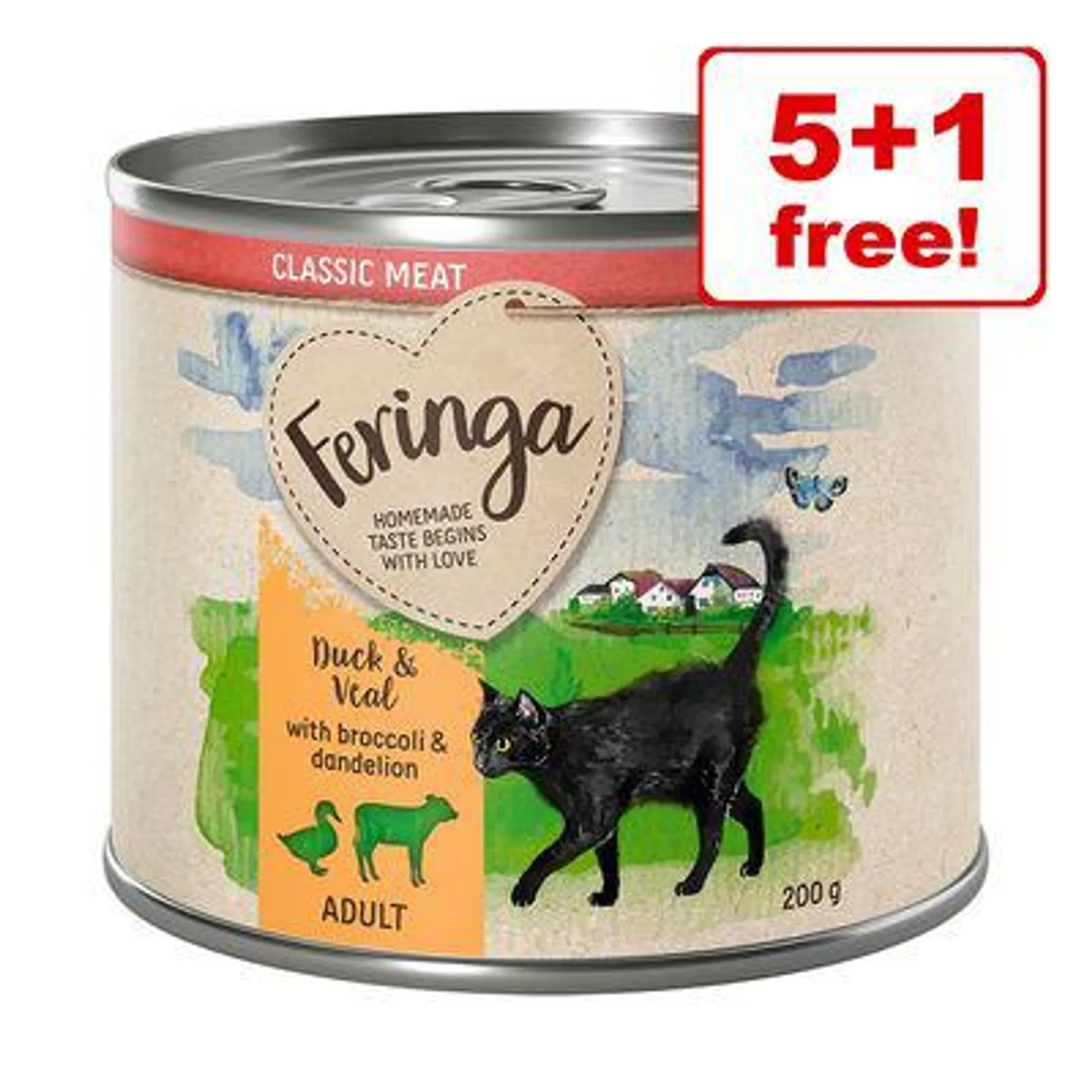 6 x 200g Feringa Classic Meat Menu Wet Cat Food - 5 + 1 Free!*