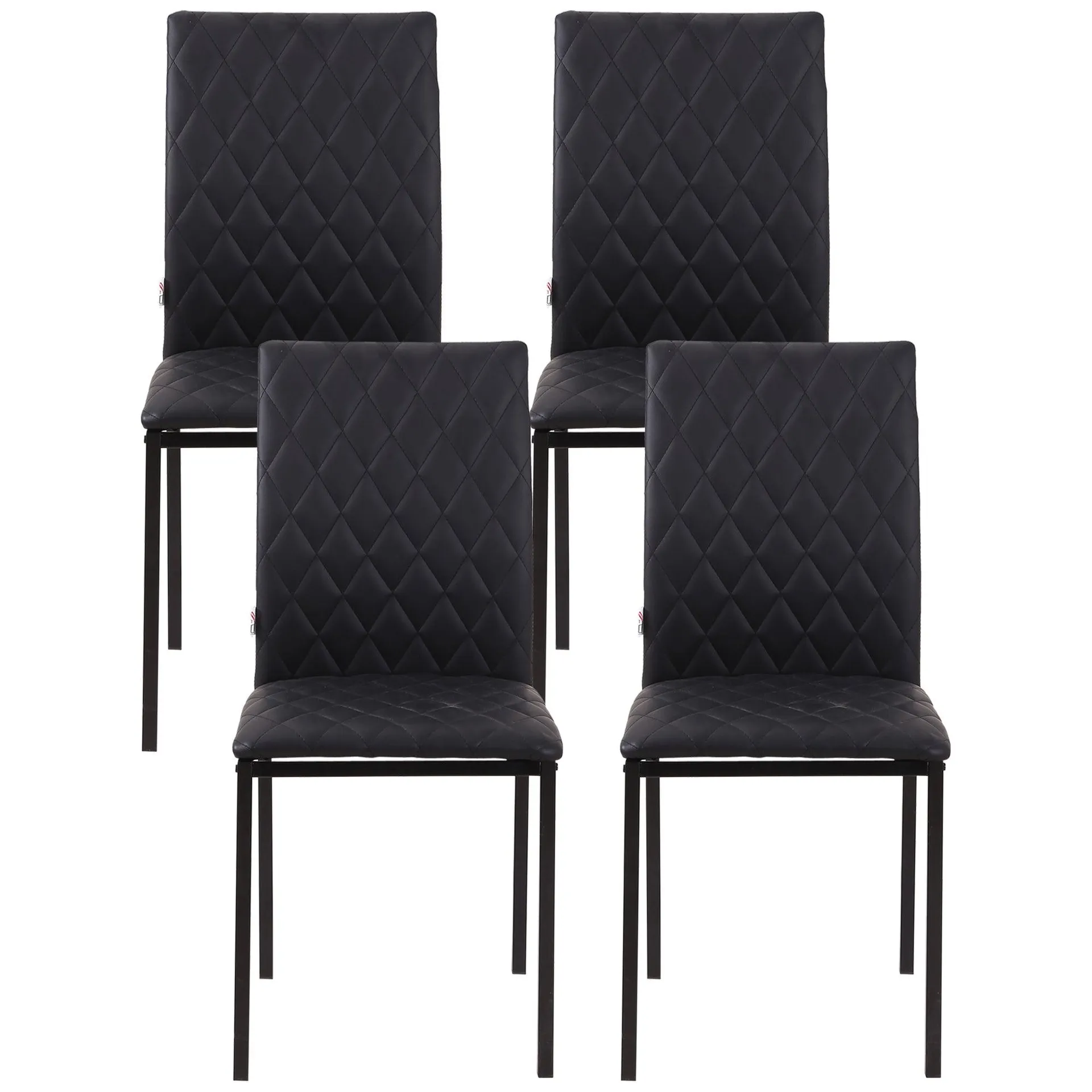 HOMCOM Dining Chairs Faux Leather Accent Chairs for Kitchen, Set of 4, Black