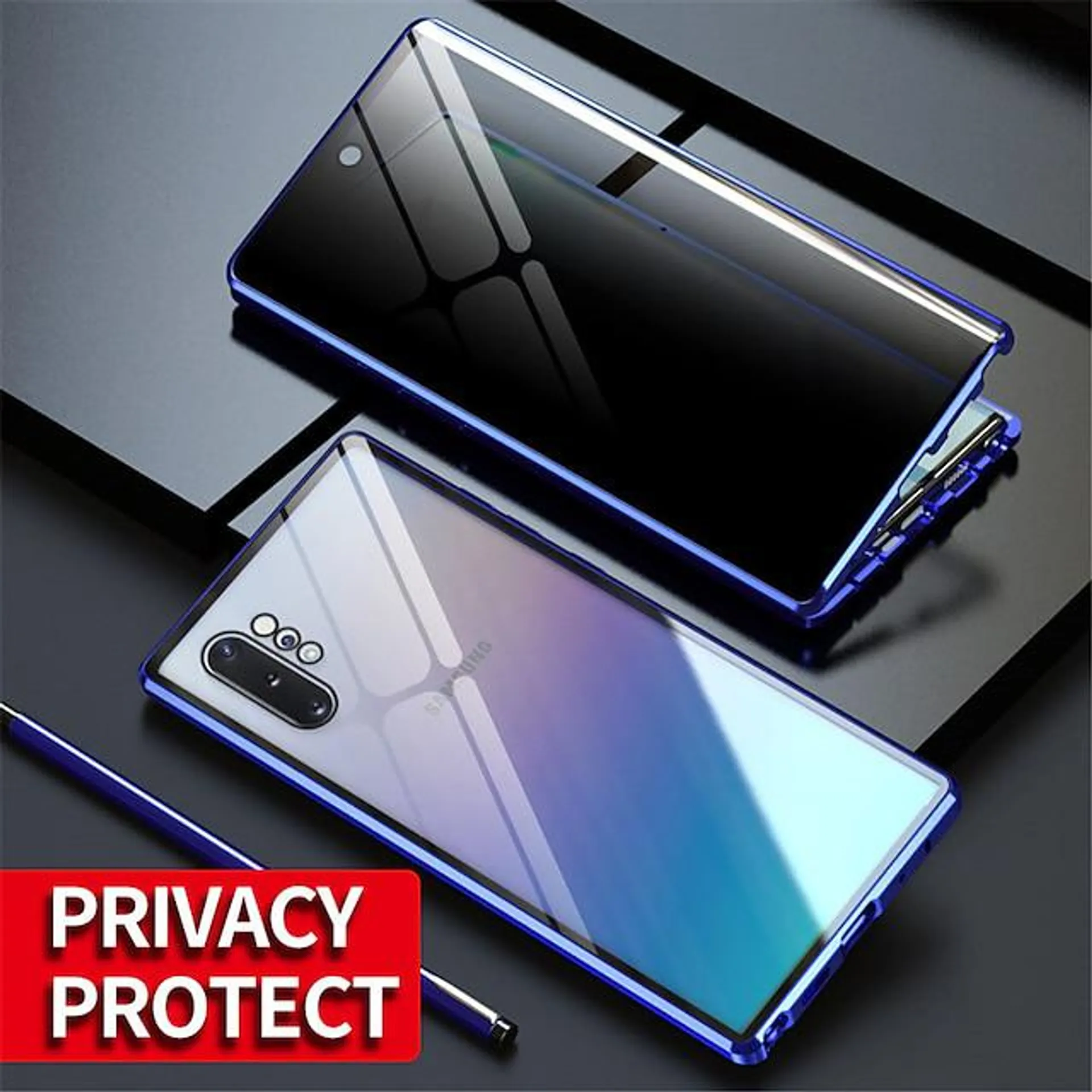 Phone Case For Samsung Galaxy S23 S22 S21 S20 Ultra Plus FE Note 20 Ultra 10 Plus A71 A51 A70 A50 Magnetic Adsorption Full Body Protective Anti peep Shockproof Transparent Privacy Tempered Glass