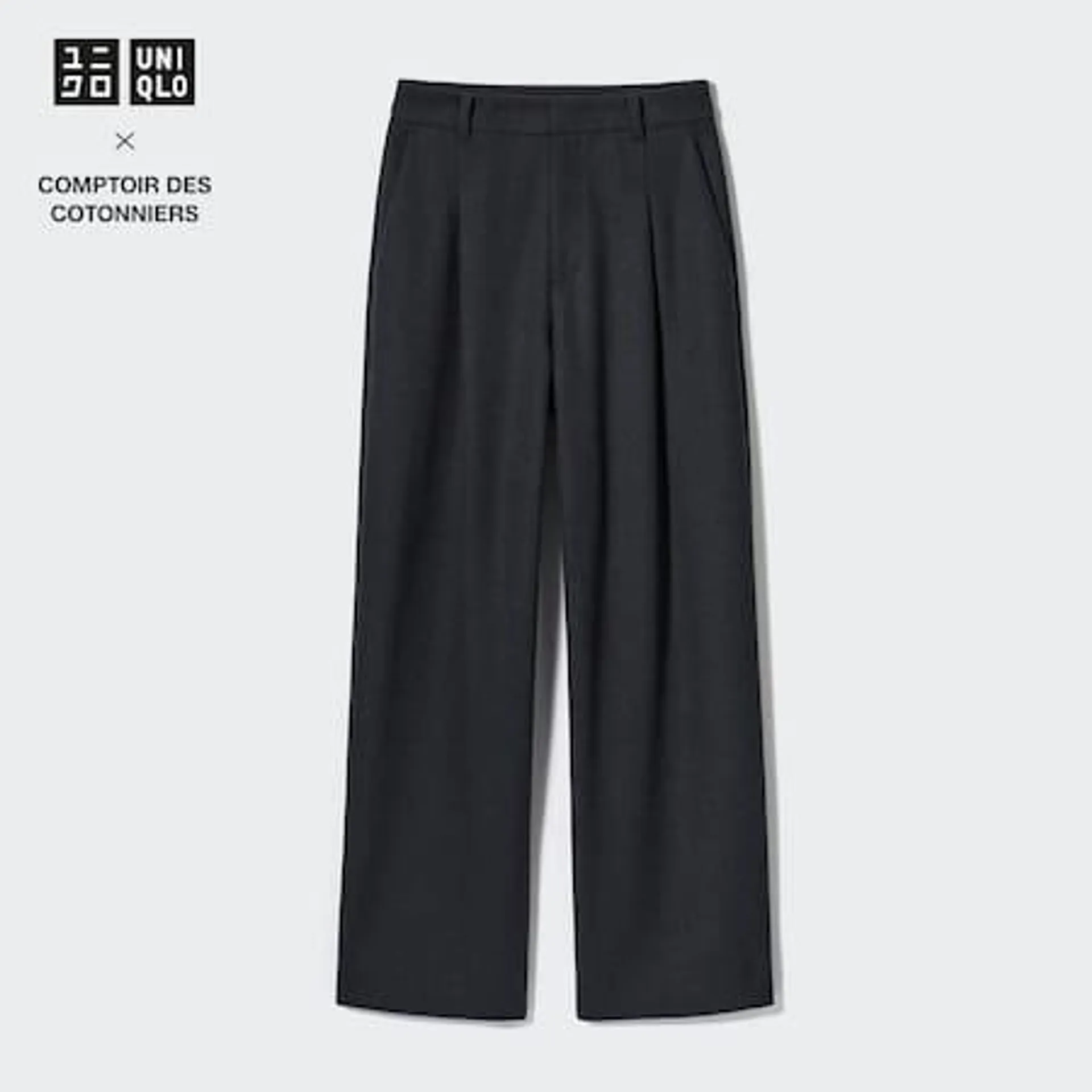 Brushed Jersey Pleated Wide Leg Trousers (Regular)