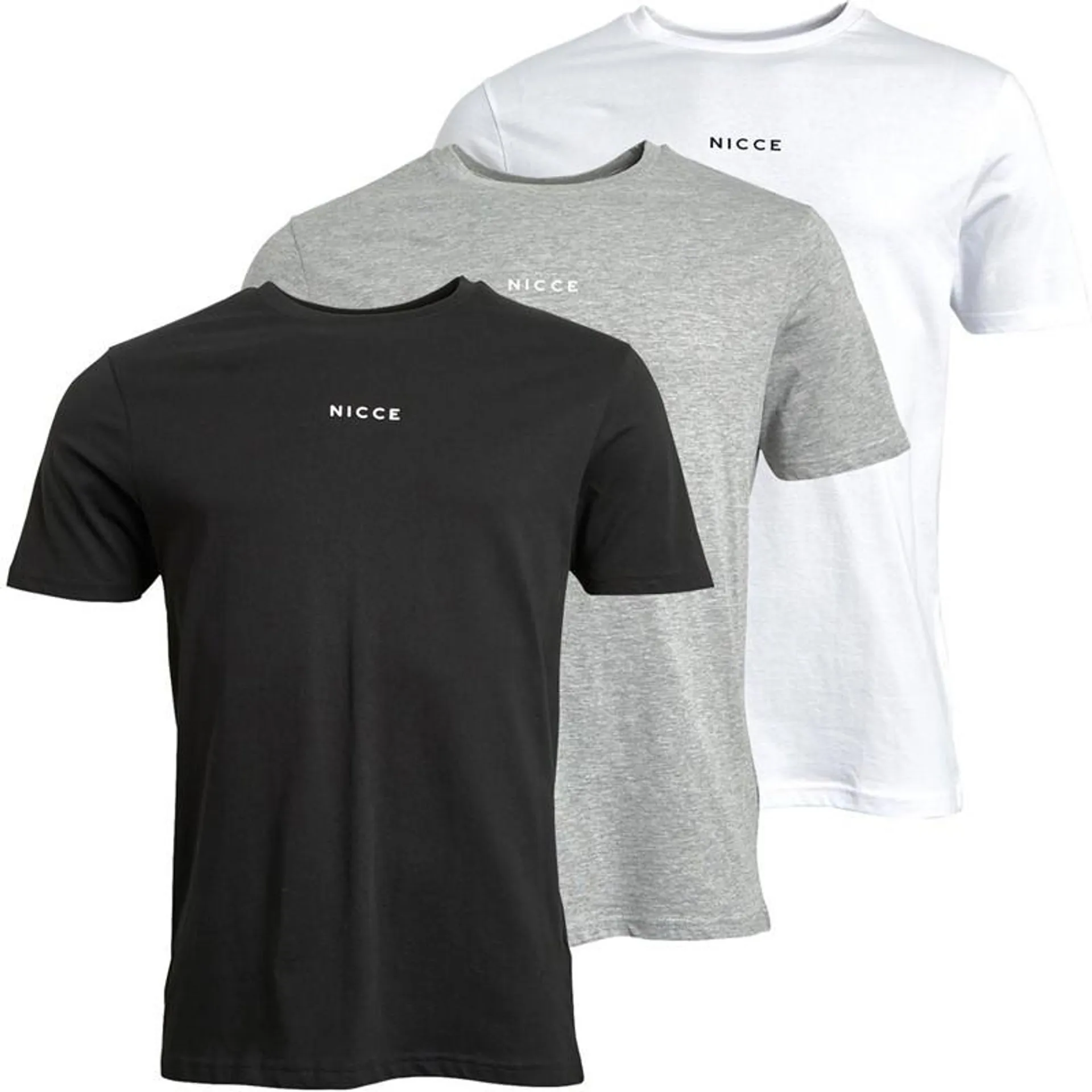 NICCE Mens Takoda Three Pack T-Shirts White/​Black/​Grey Marl