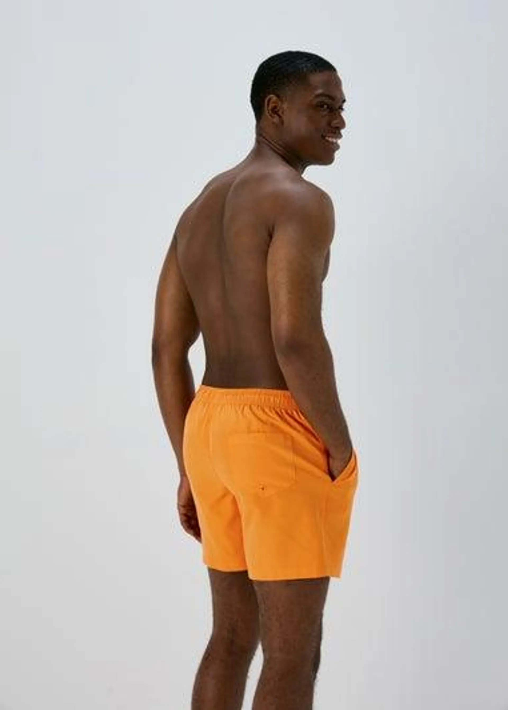 Orange Embroidered Swim Shorts