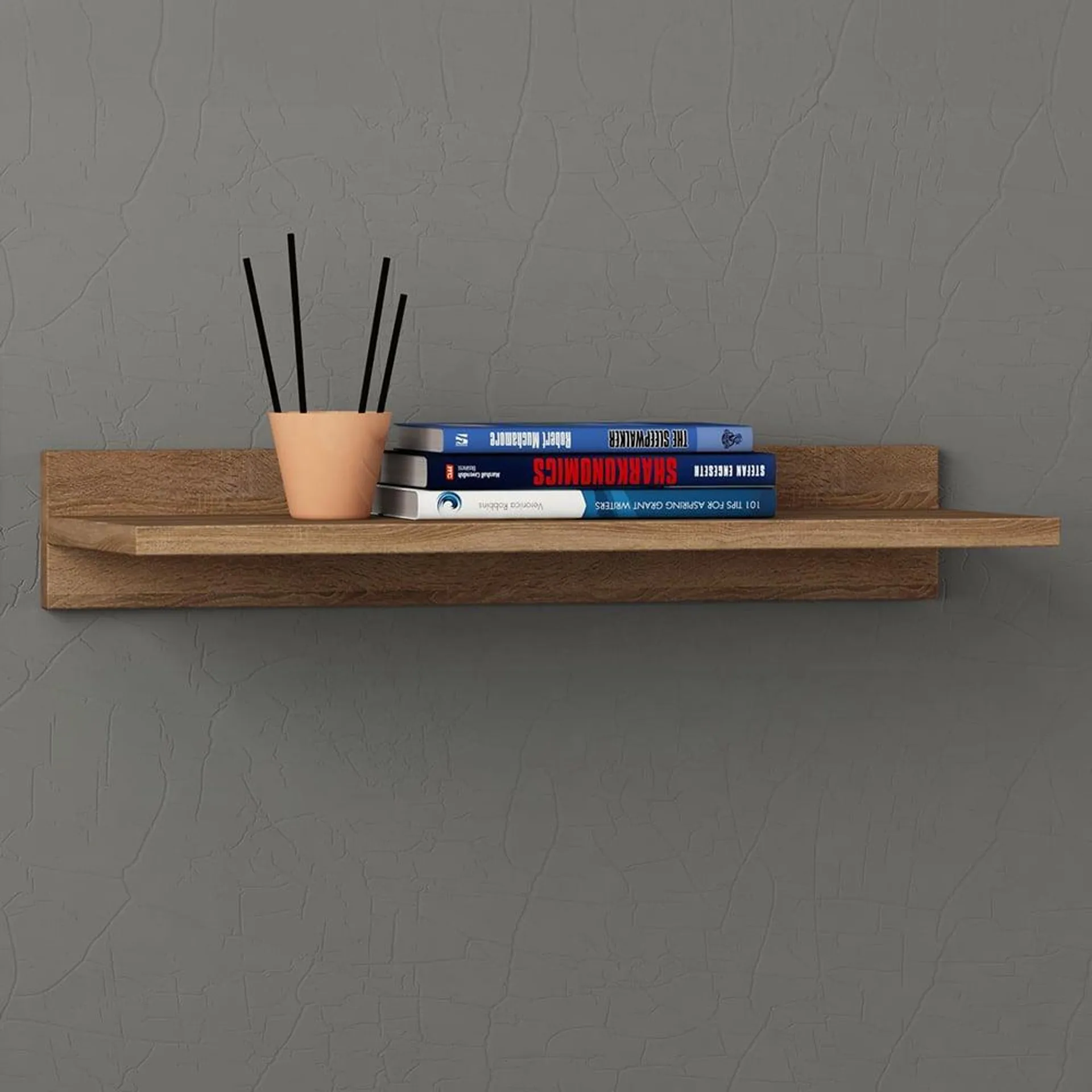 Decortie Simple Oak Modern Floating Wall Mounted Shelf