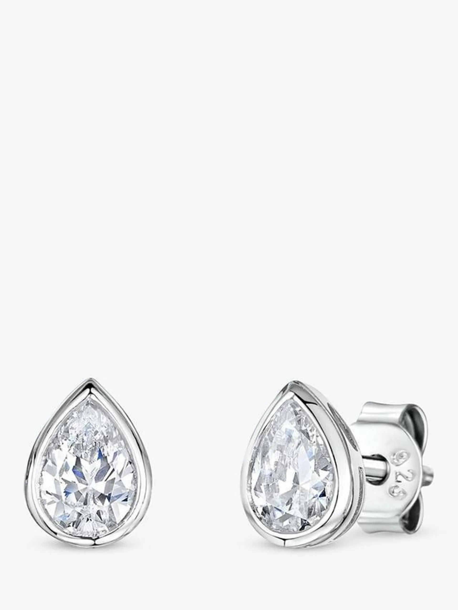 Cubic Zirconia Tear Drop Stud Earrings