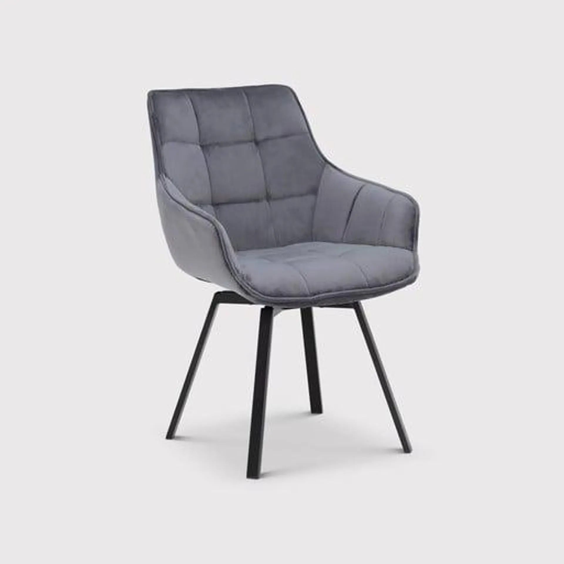 Grey Velvet Swivel Dining Chair