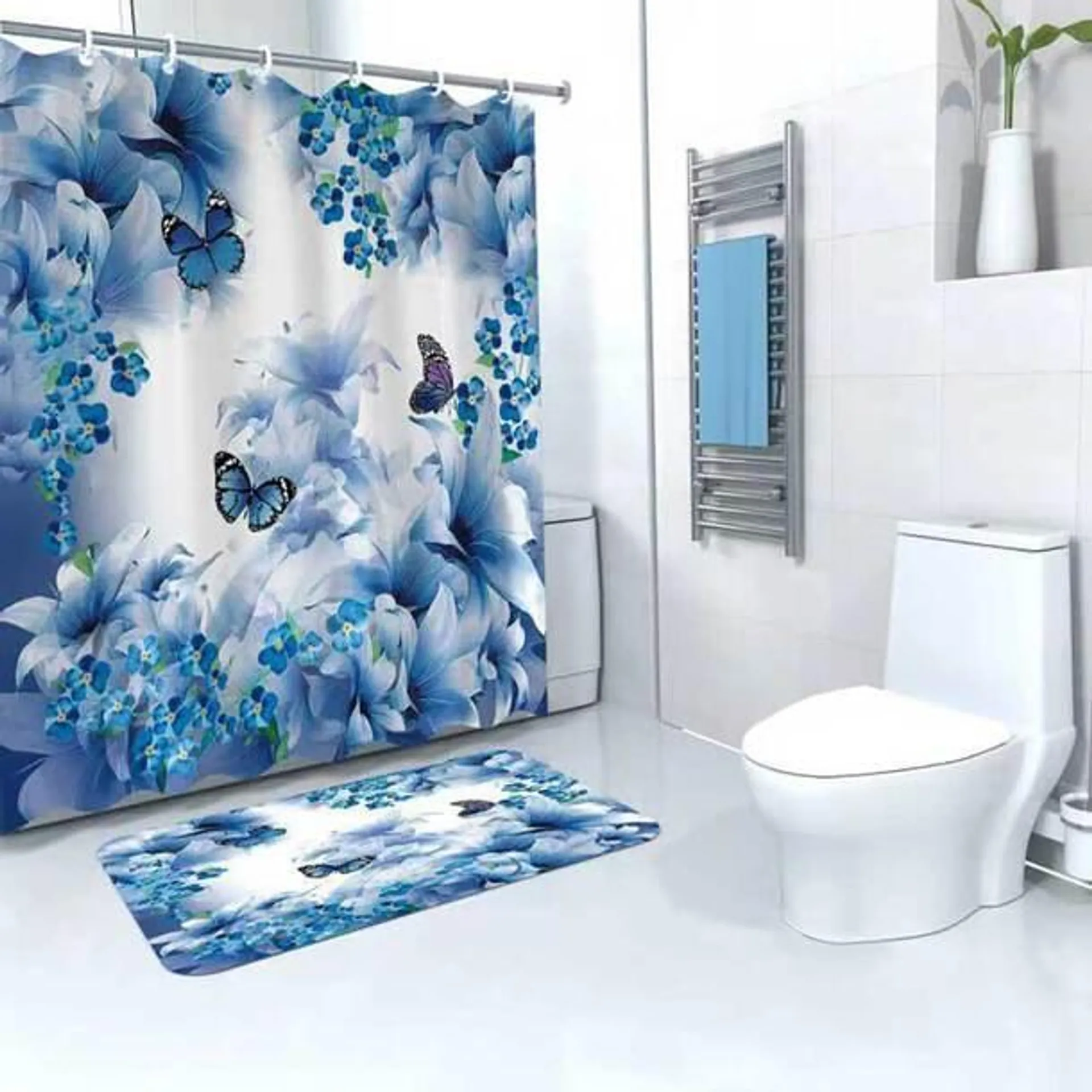 Mould-Proof Shower Curtain + FREE Bathmat