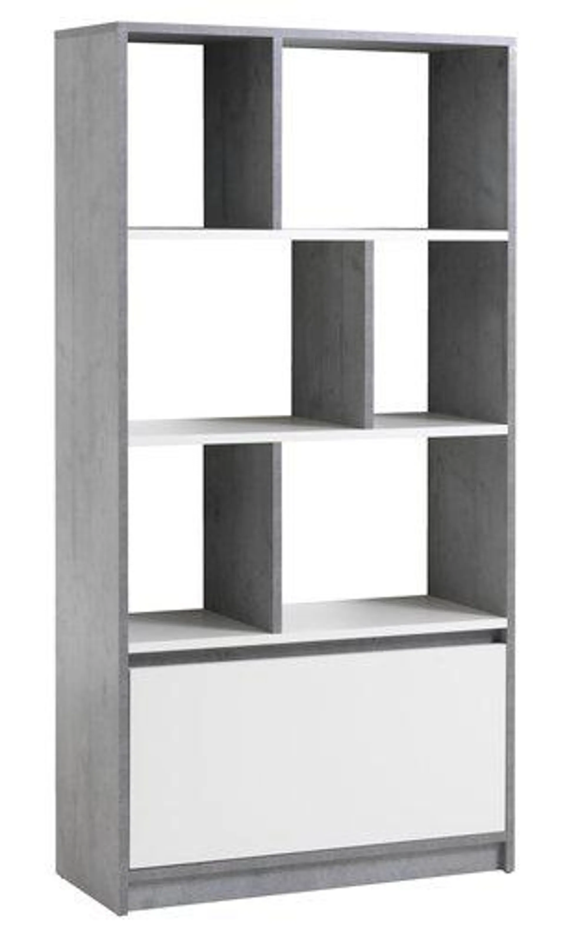 Bookcase BILLUND white/concrete