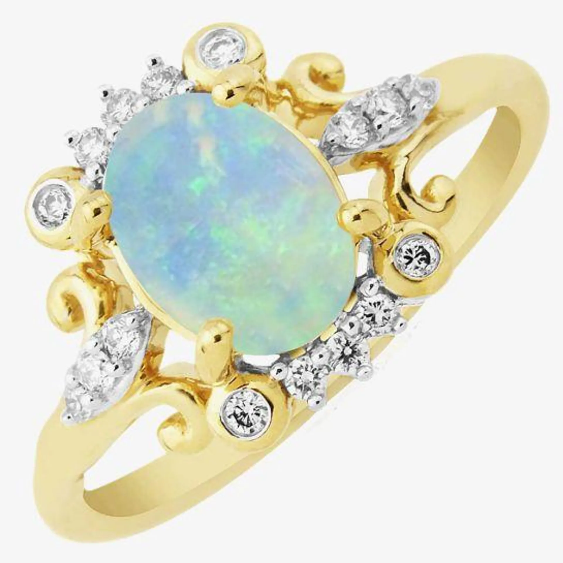 9ct Opal and Diamond Fancy Ring DOR1433