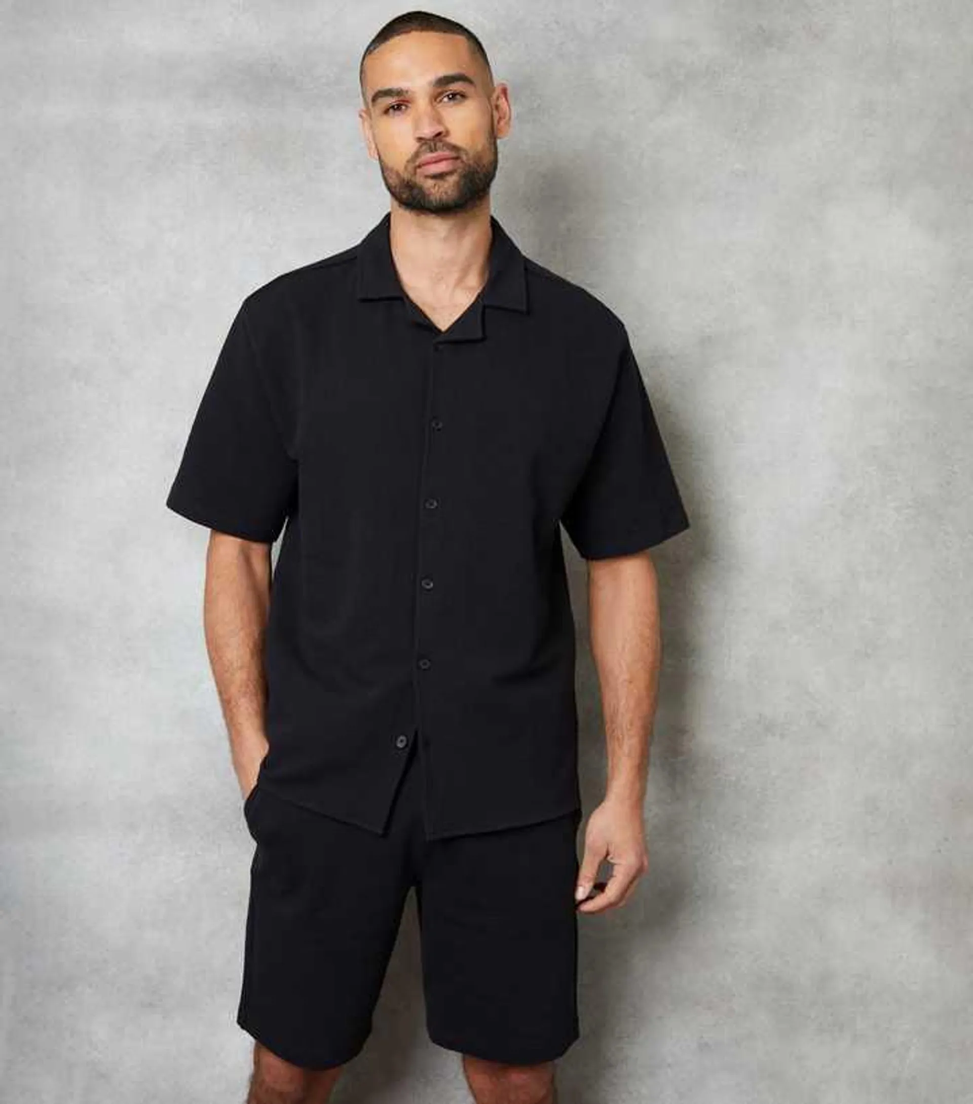 Threadbare Black Textured Cotton Shirt