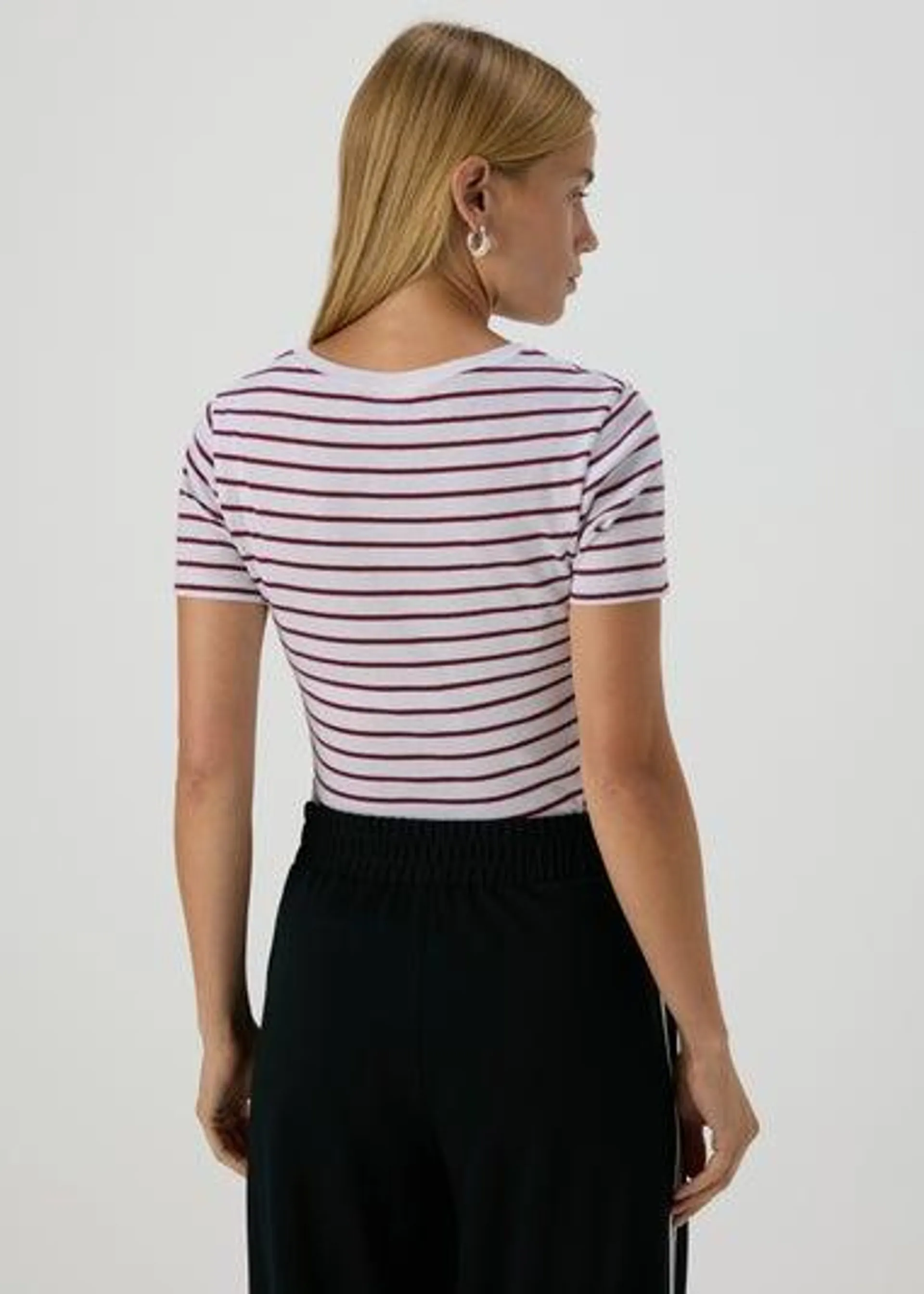 Burgundy Stripe Fitted T-Shirt