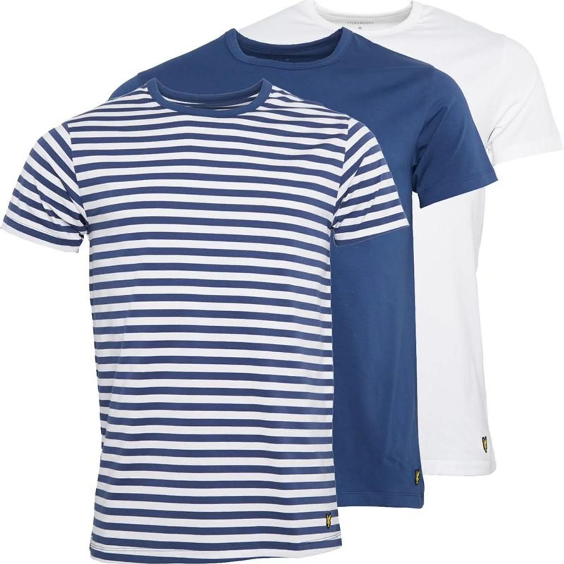 Lyle And Scott Vintage Mens Chase Three Pack T-Shirts Dark Denim/​Stripe/​White