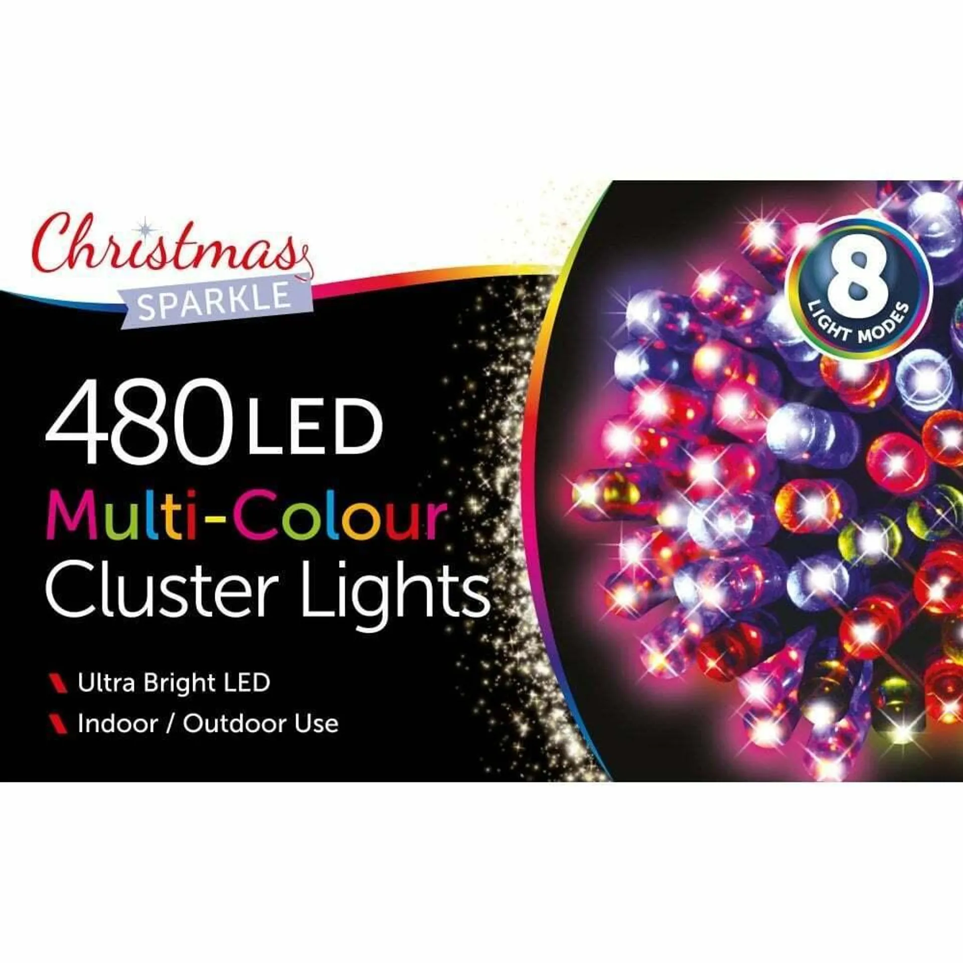 Christmas Sparkle Indoor and Outdoor Cluster Lights x 480 with Multi Colour LEDs - Mains Operated