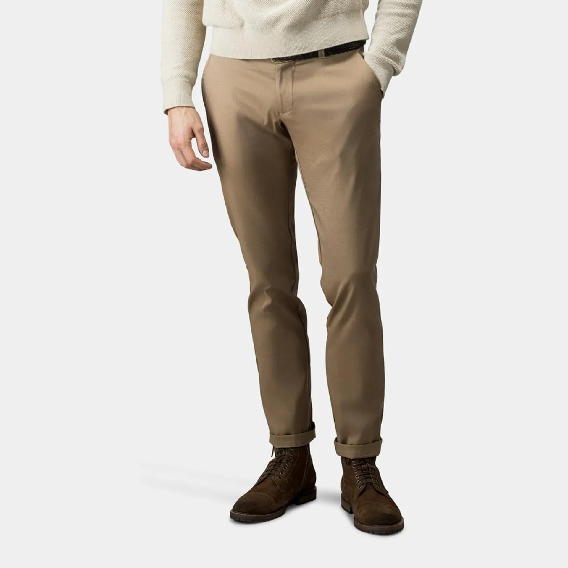 Dark khaki stretch chinos