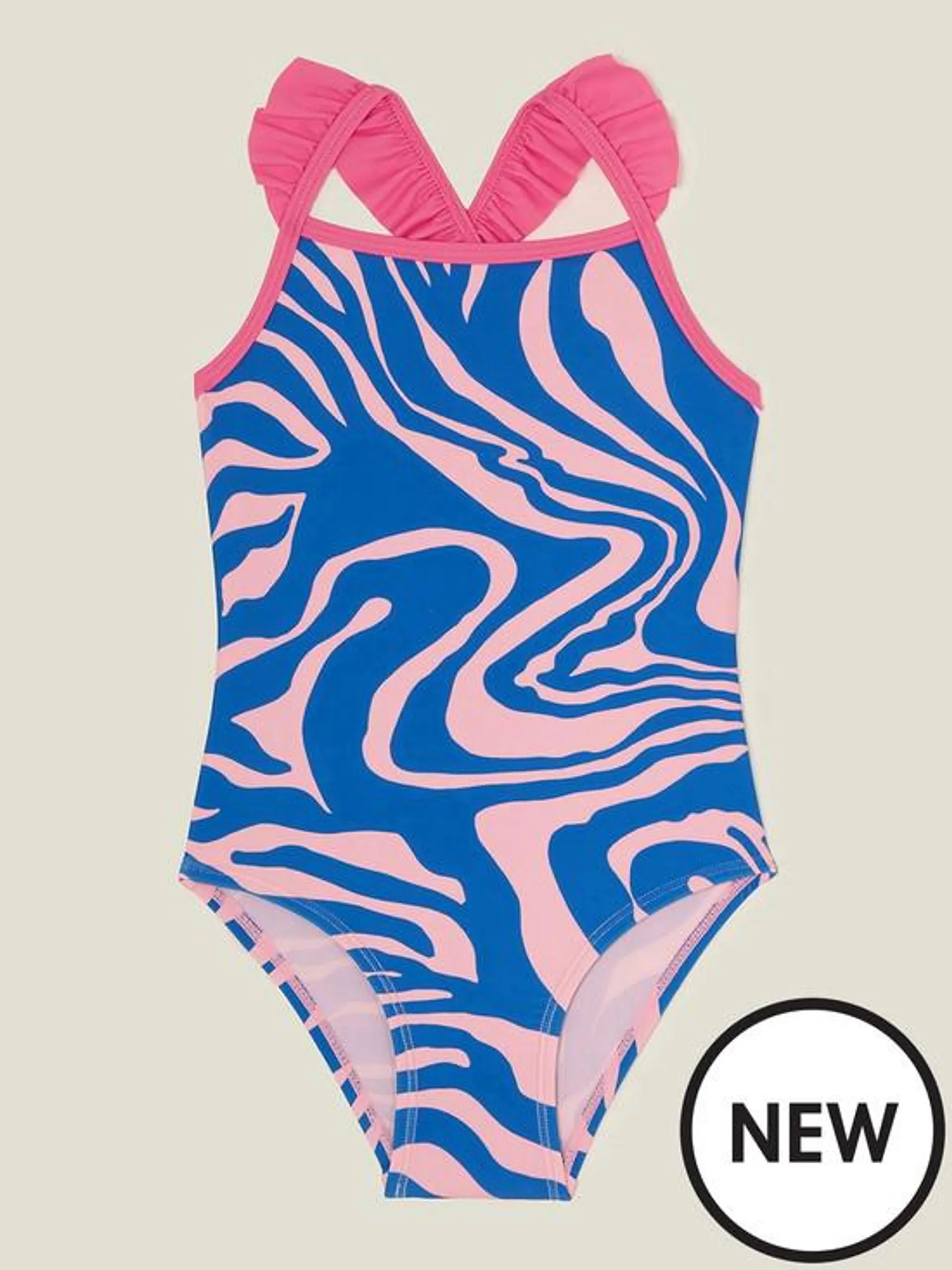 Girls Animal Print Swimsuit - Blue