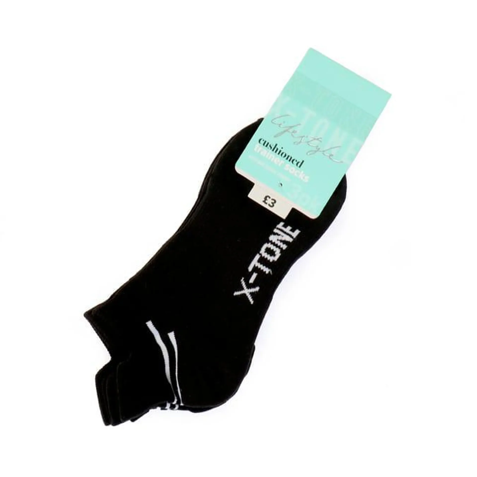 X-Tone Ladies Cushioned Trainer Socks 3 Pairs - Size 3-7