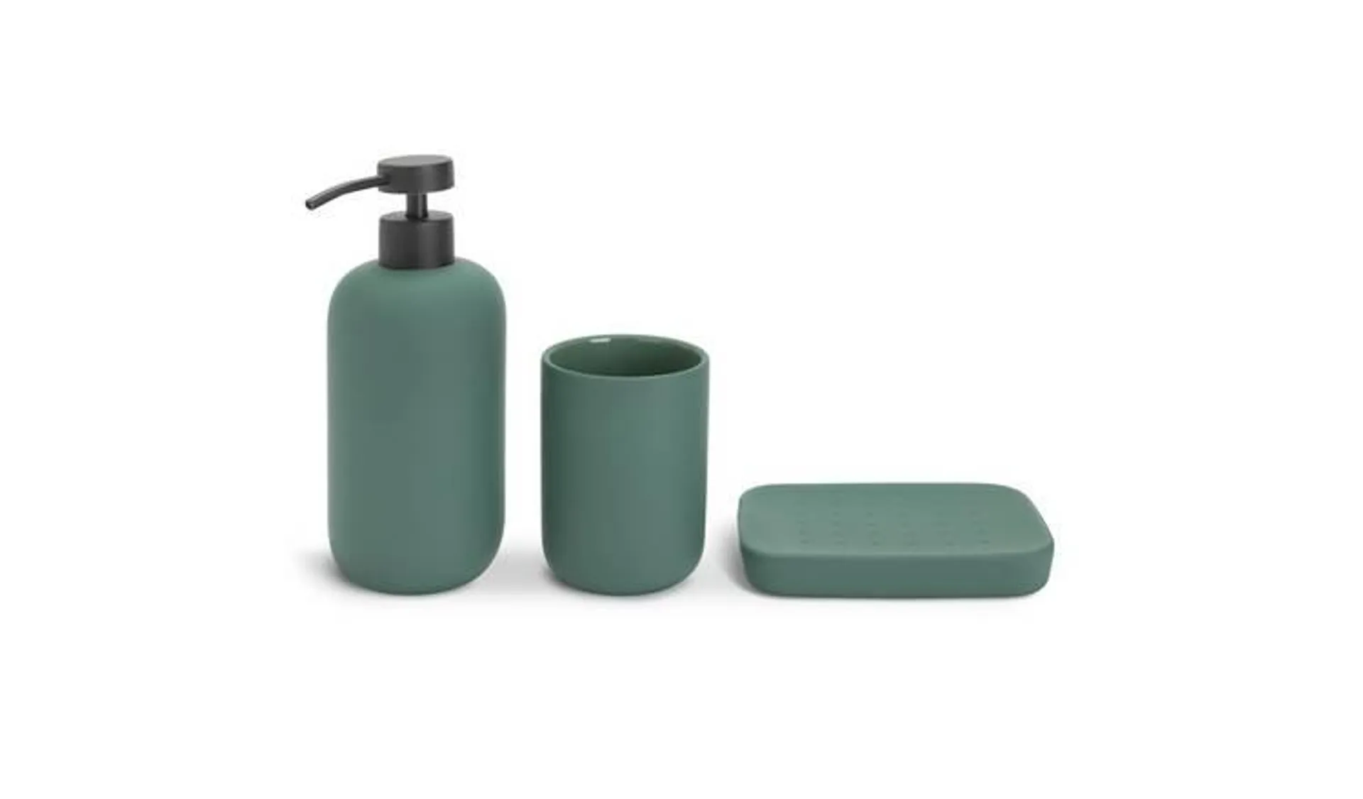 Habitat 3 Piece Soft Touch Accessory Set - Dark Green