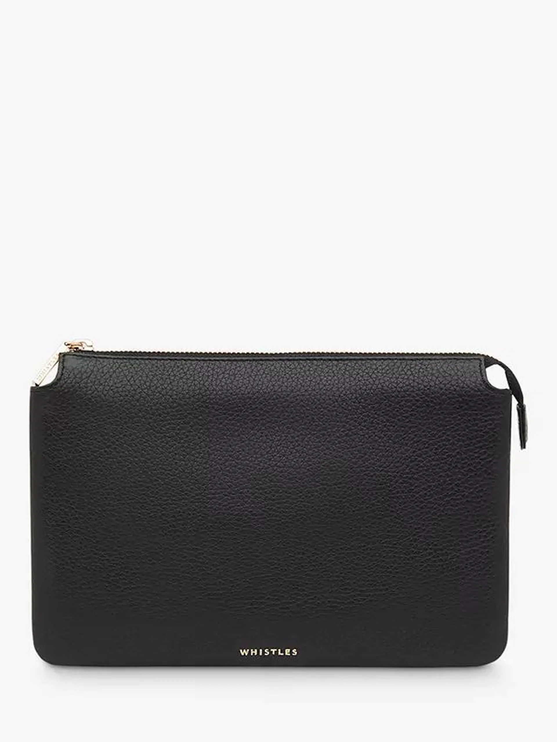 Elita Leather Double Pouch, Black