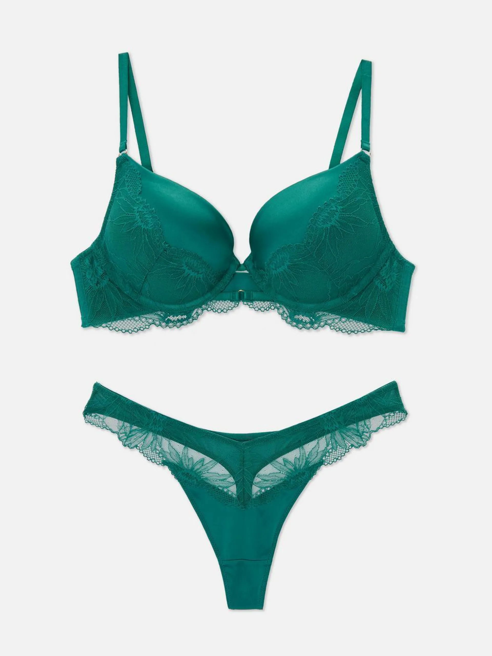 Ensemble de lingerie push-up en satin et dentelle