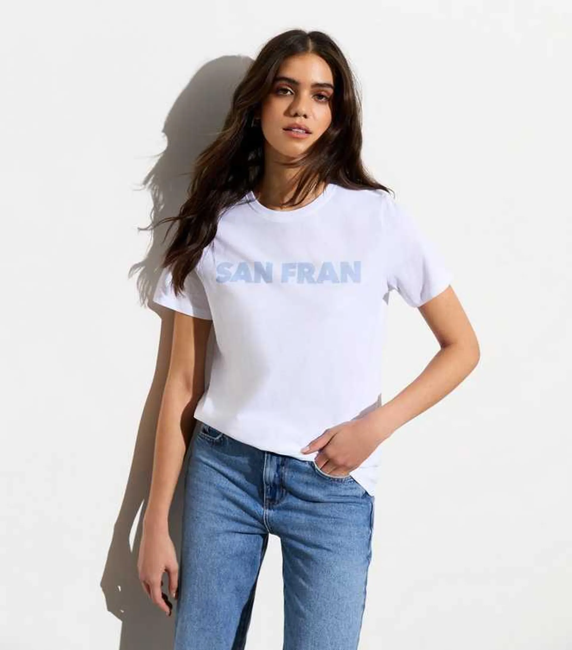 White Cotton San Fran Logo T-Shirt