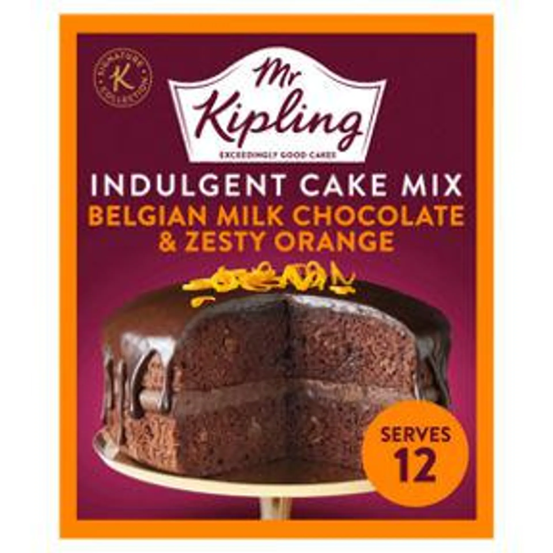 Mr Kipling Signature Collection Indulgent Cake Mix Belgian Milk Chocolate & Zesty Orange 416g