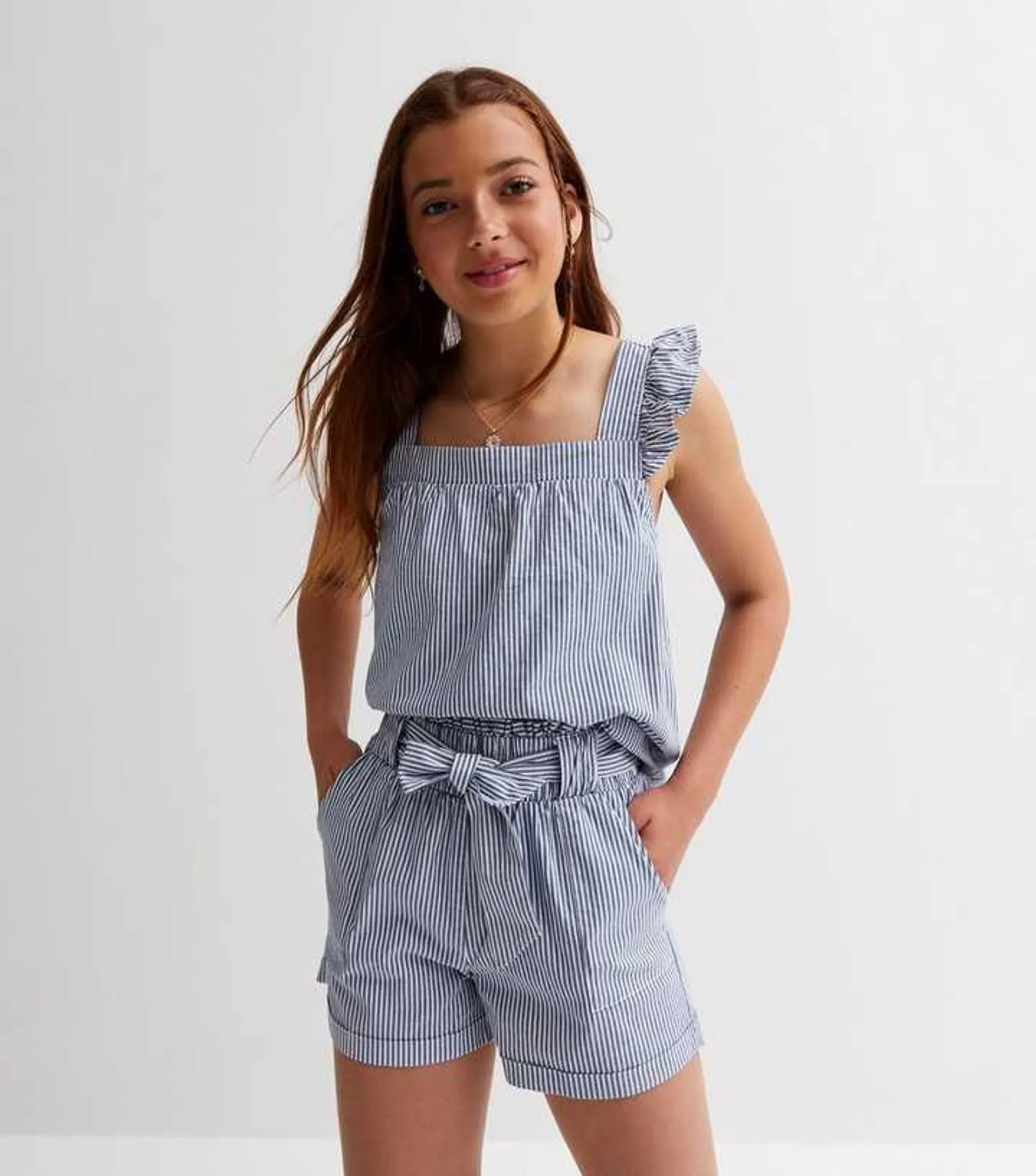 KIDS ONLY Blue Stripe Belted Shorts