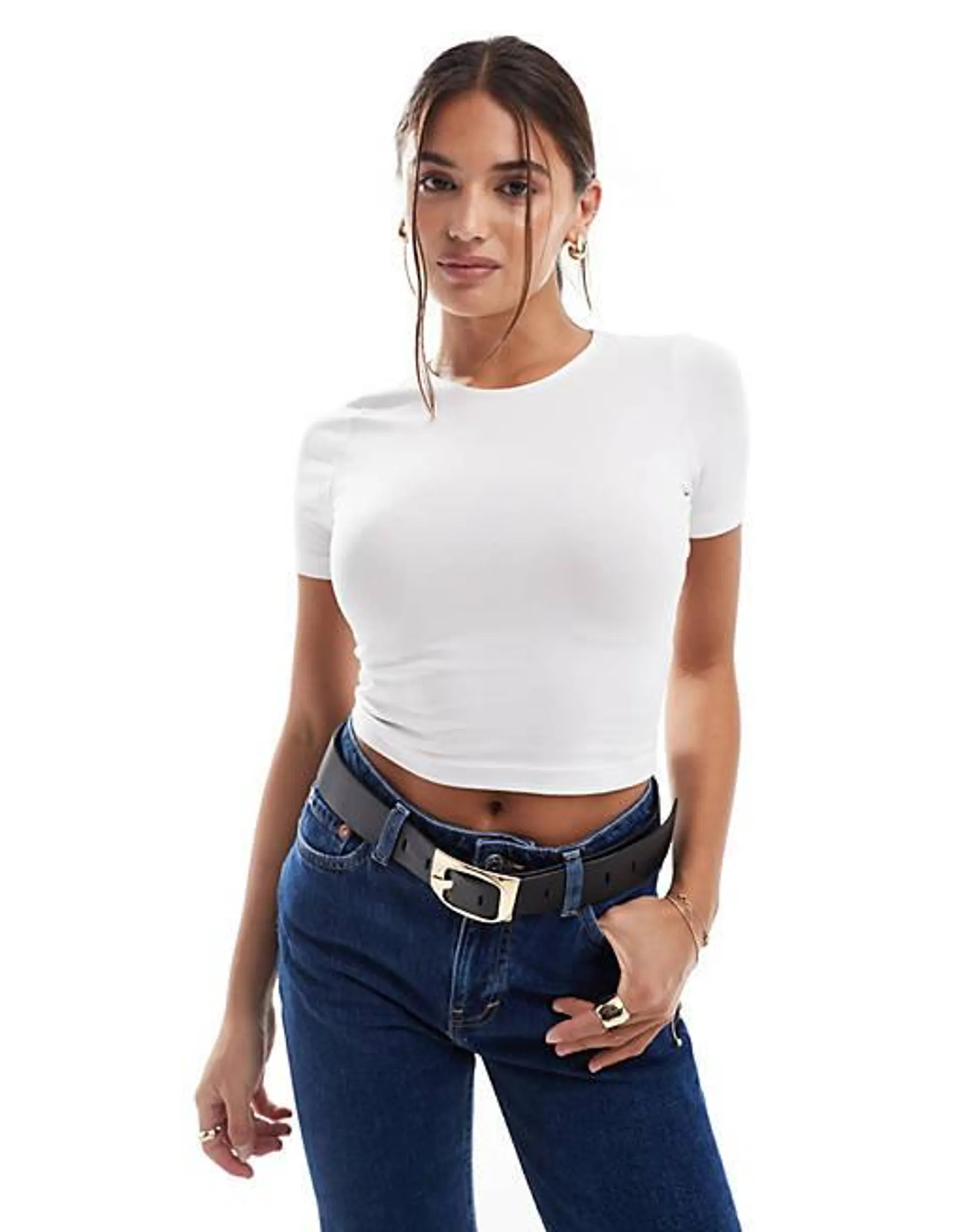 ASOS DESIGN fitted crop t-shirt in white