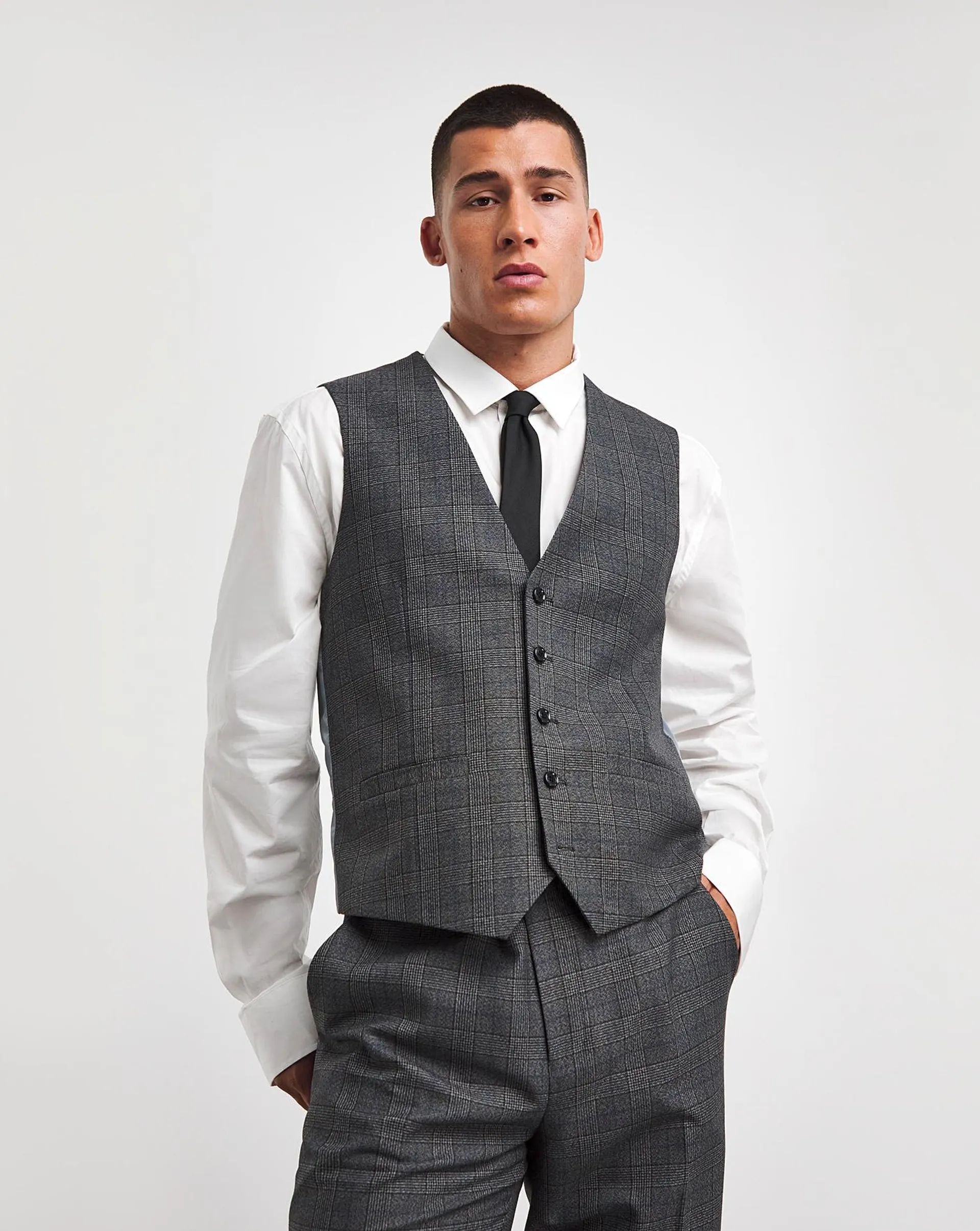 Prince of Wales Charcoal Waistcoat Reg