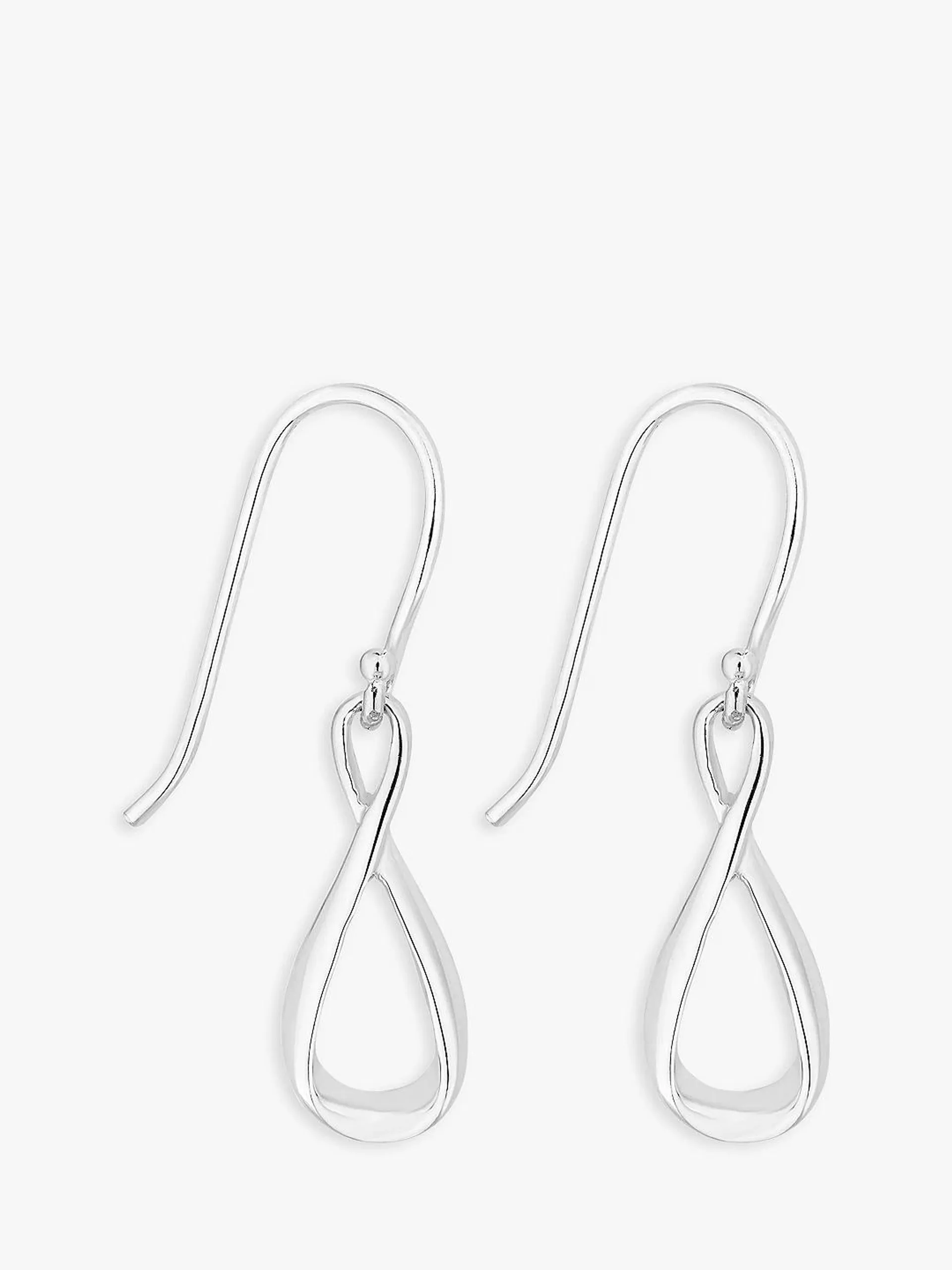 Simply Silver Polished Infinity Drop Earrings, Silver
