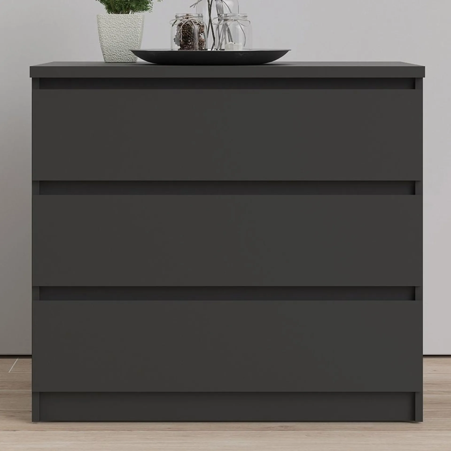 Florence 3 Drawer Matt Black Chest of Drawers