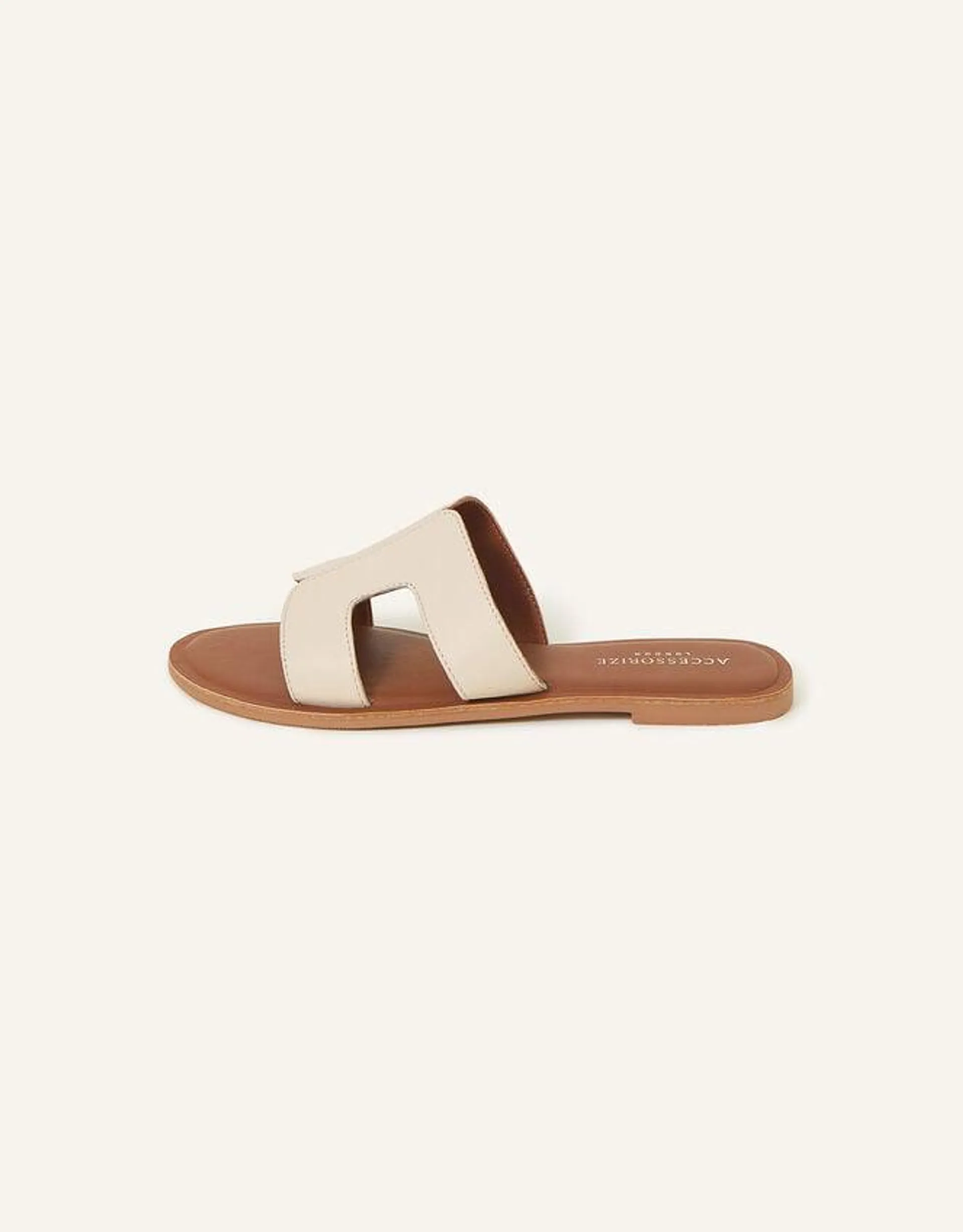 Leather Cut-Out Sliders Tan