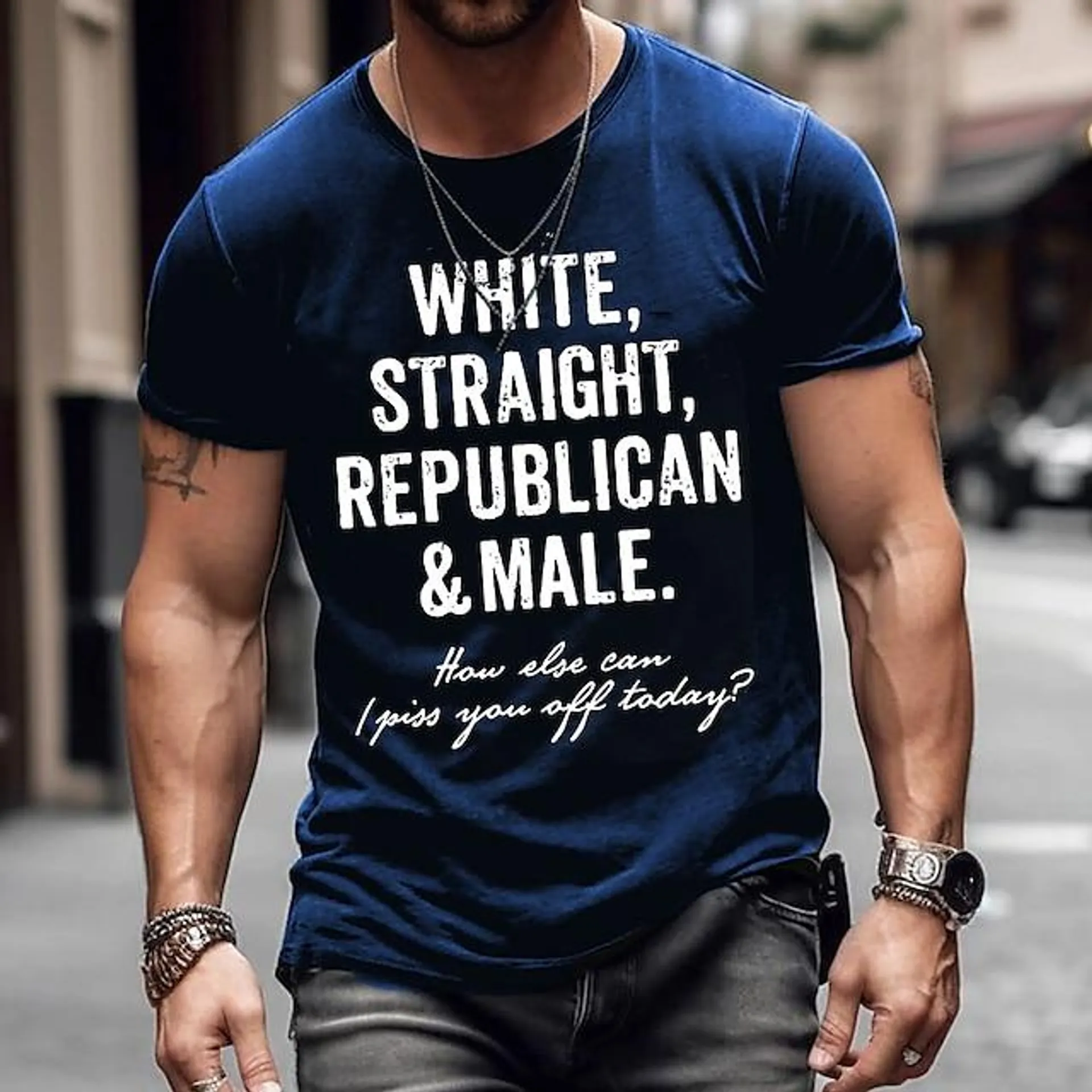 Republican And Male T shirt Tee Graphic Letter Crew Neck Clothing Apparel 3D Print Outdoor Daily Short Sleeve Print Fashion Designer Vintage Dark Blue