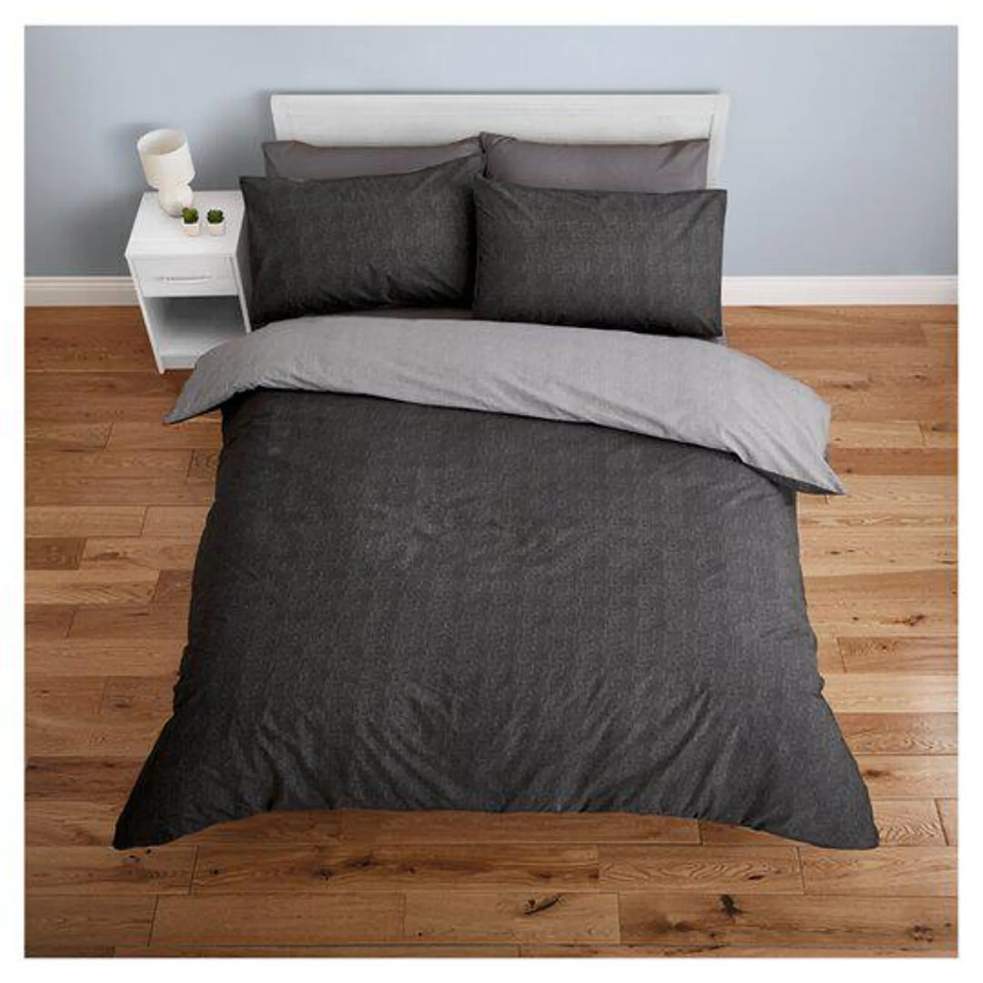 Tesco Black Reversible Duvet Set Double