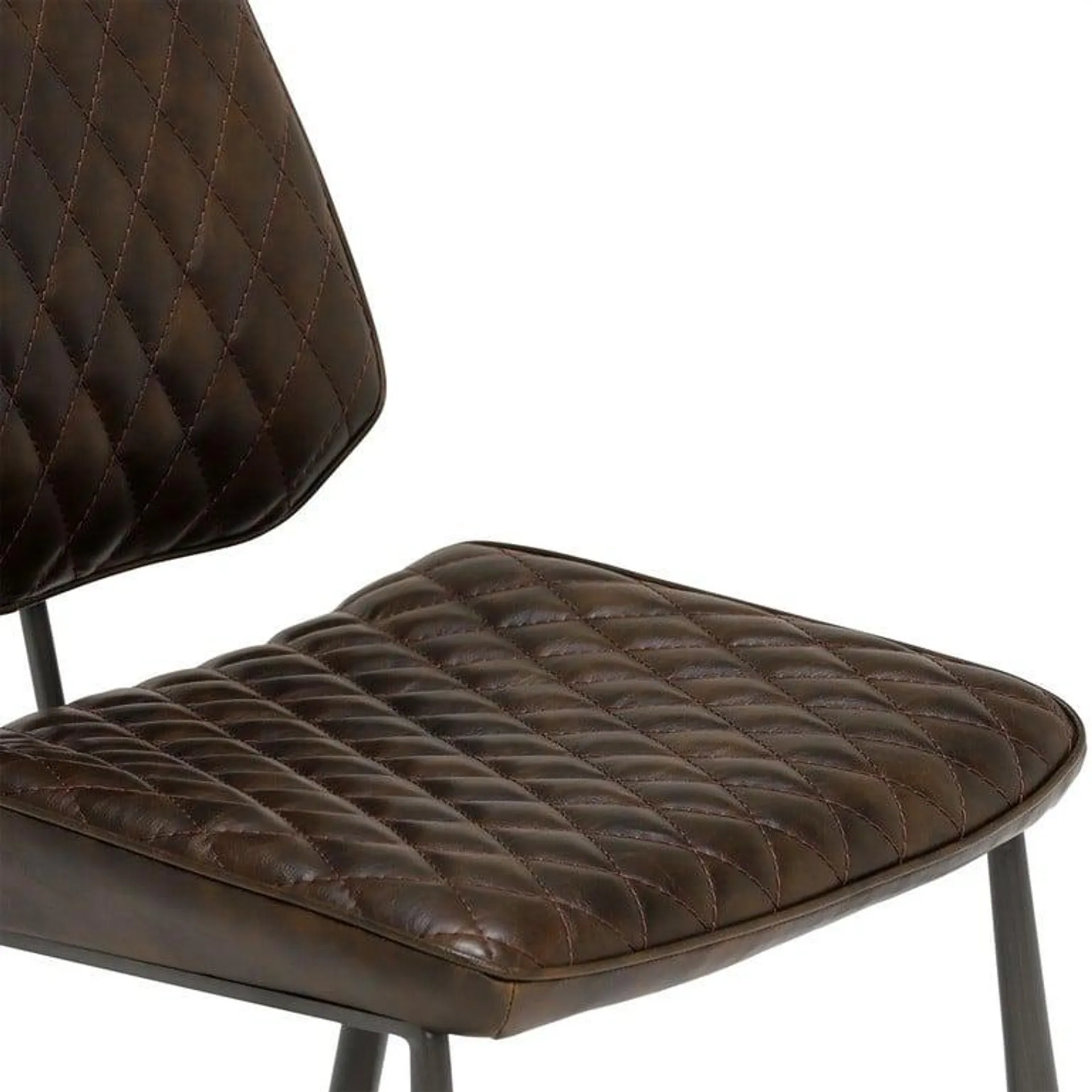 Brown Faux Leather Quilted Dining Chair