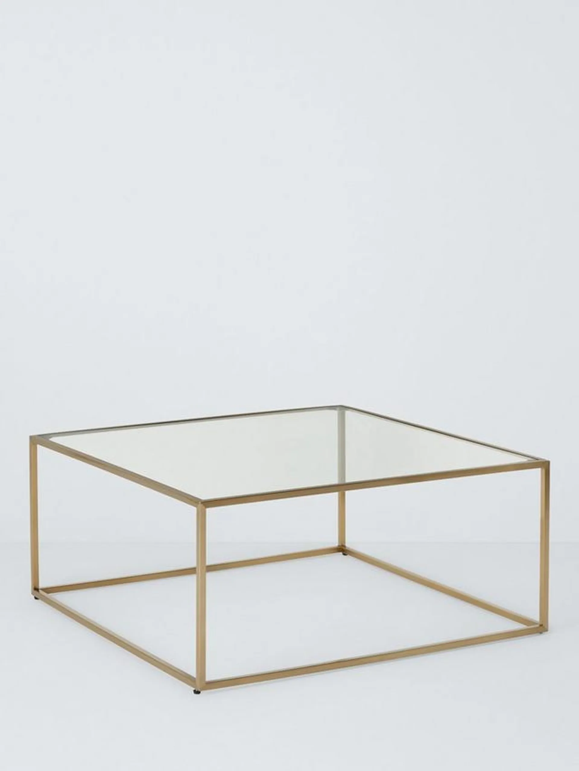 Langham Square Glass Coffee Table, Brass