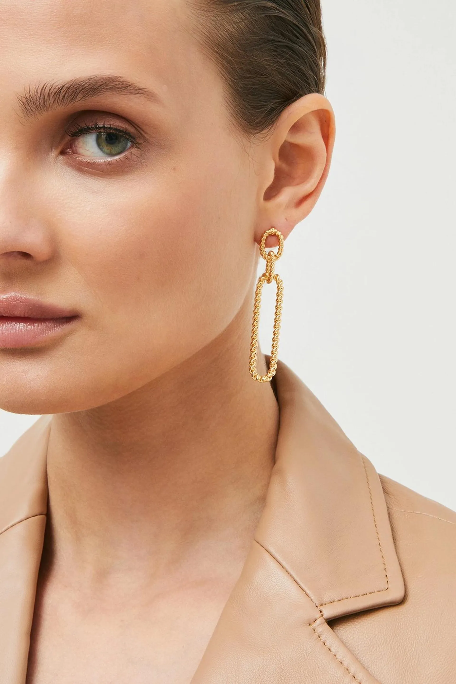 Gold Plated Twisted Drop Earrings