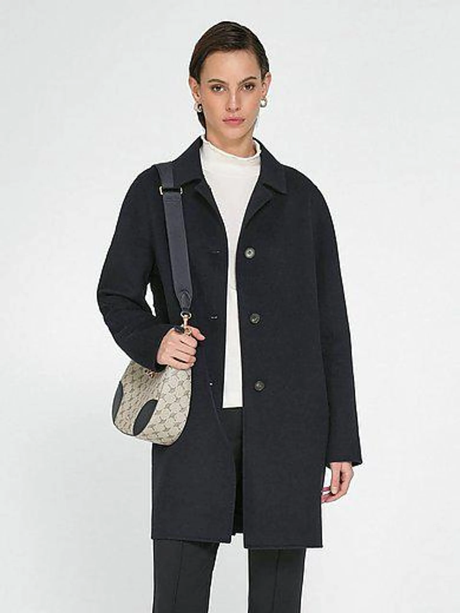 Long jacket in wool mix