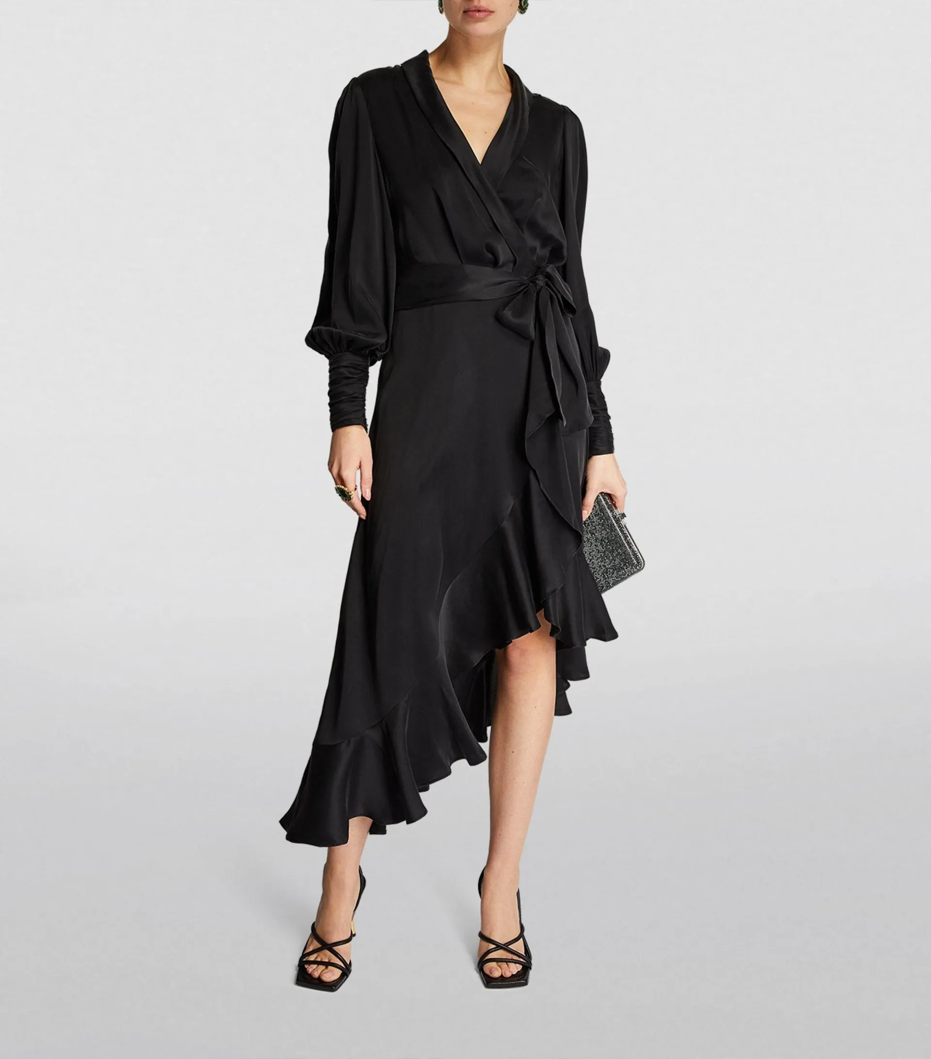 Silk Wrap Midi Dress