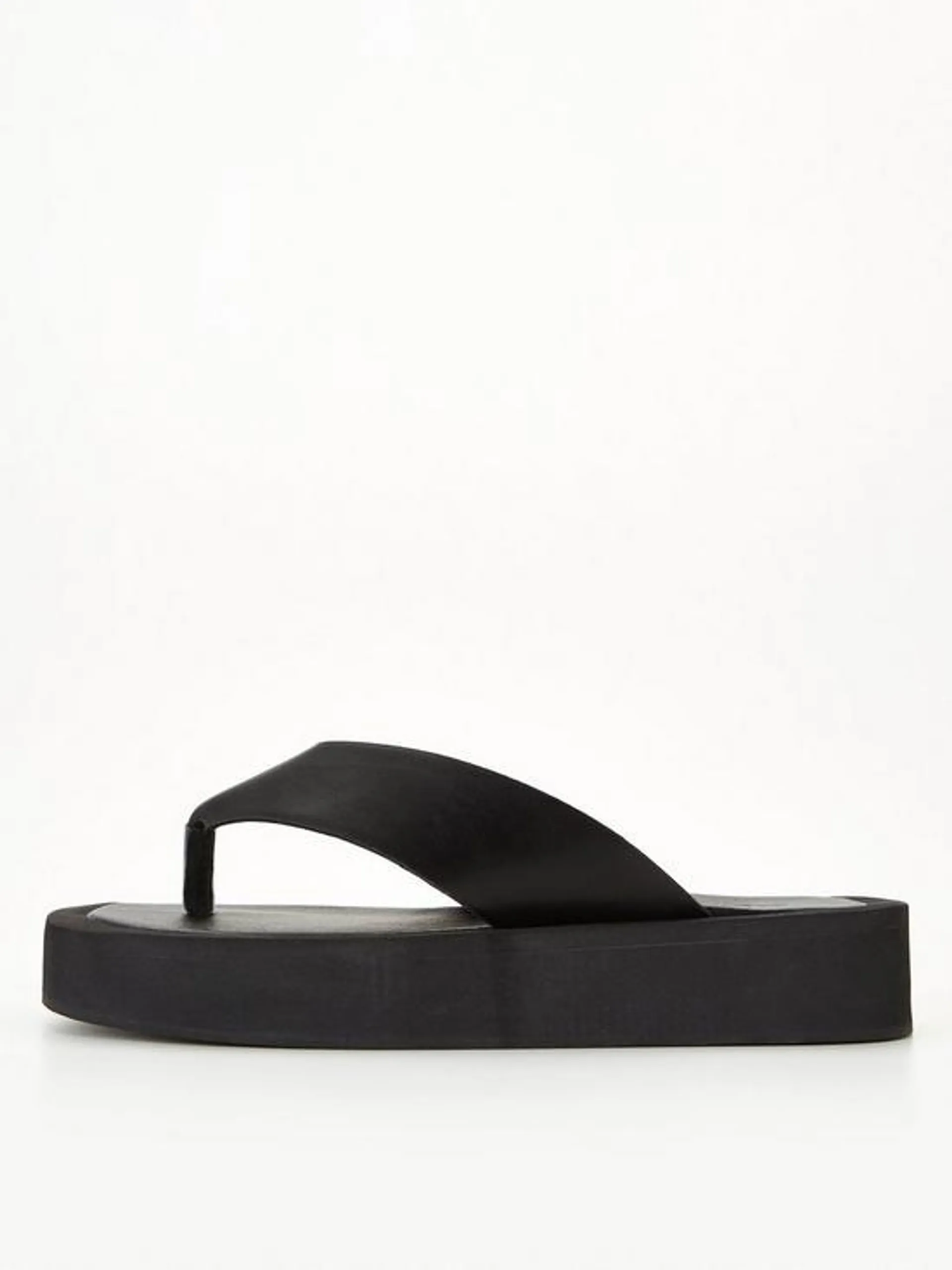 Platform Toe Post Sandal - Black