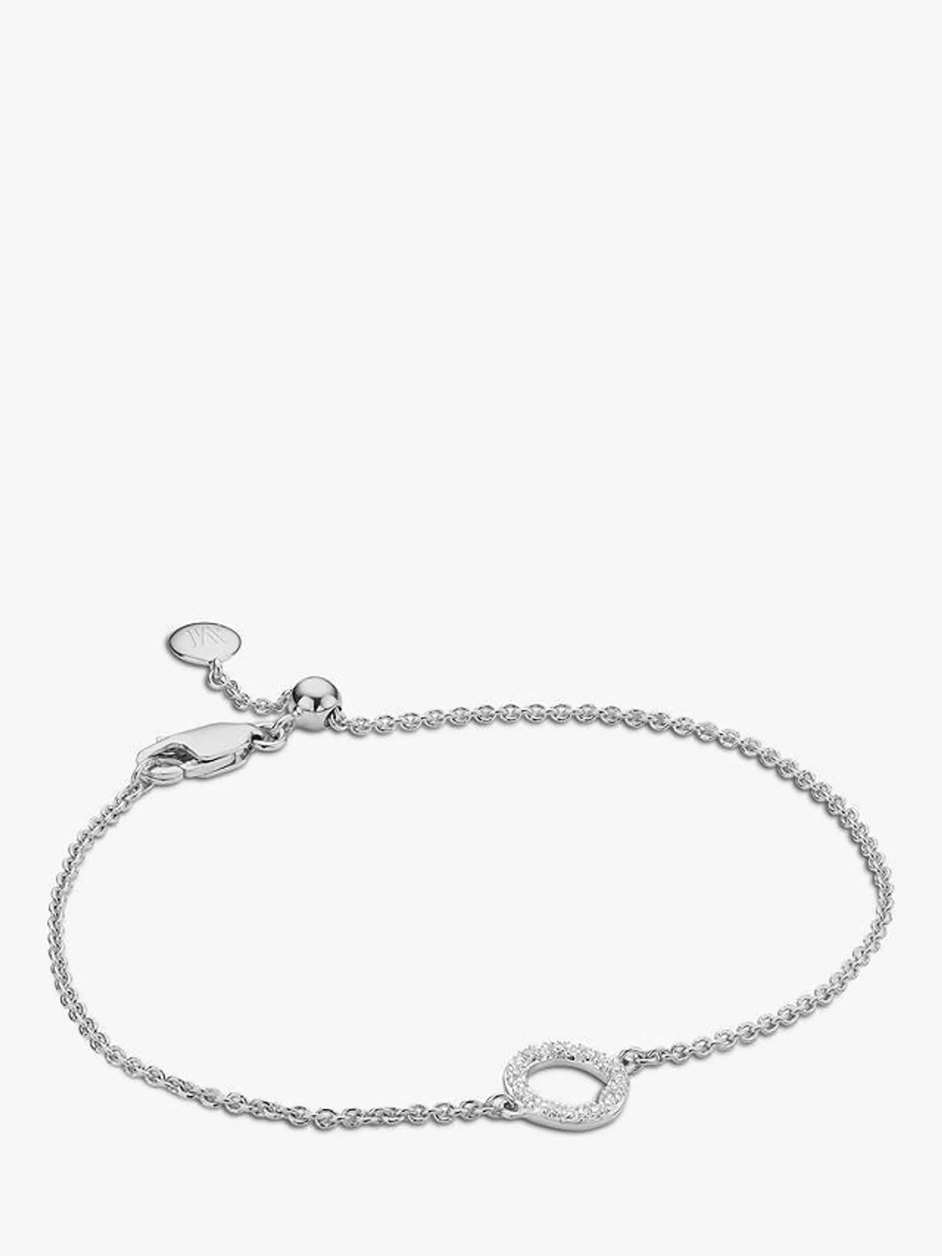 Monica Vinader Riva Mini Circle Diamond Chain Bracelet, Silver