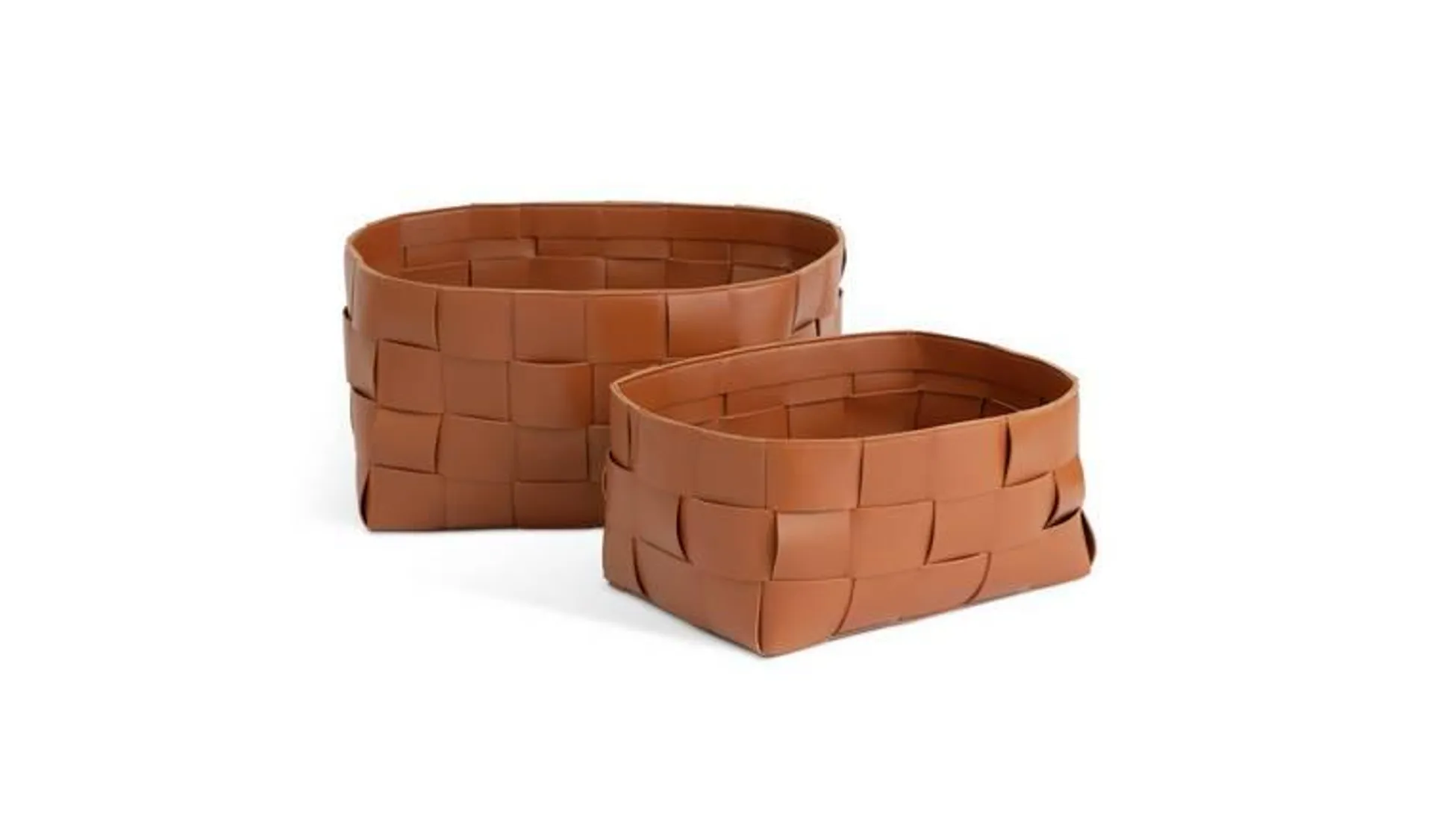 Habitat Recycled Faux Leather Set of 2 Baskets - Brown