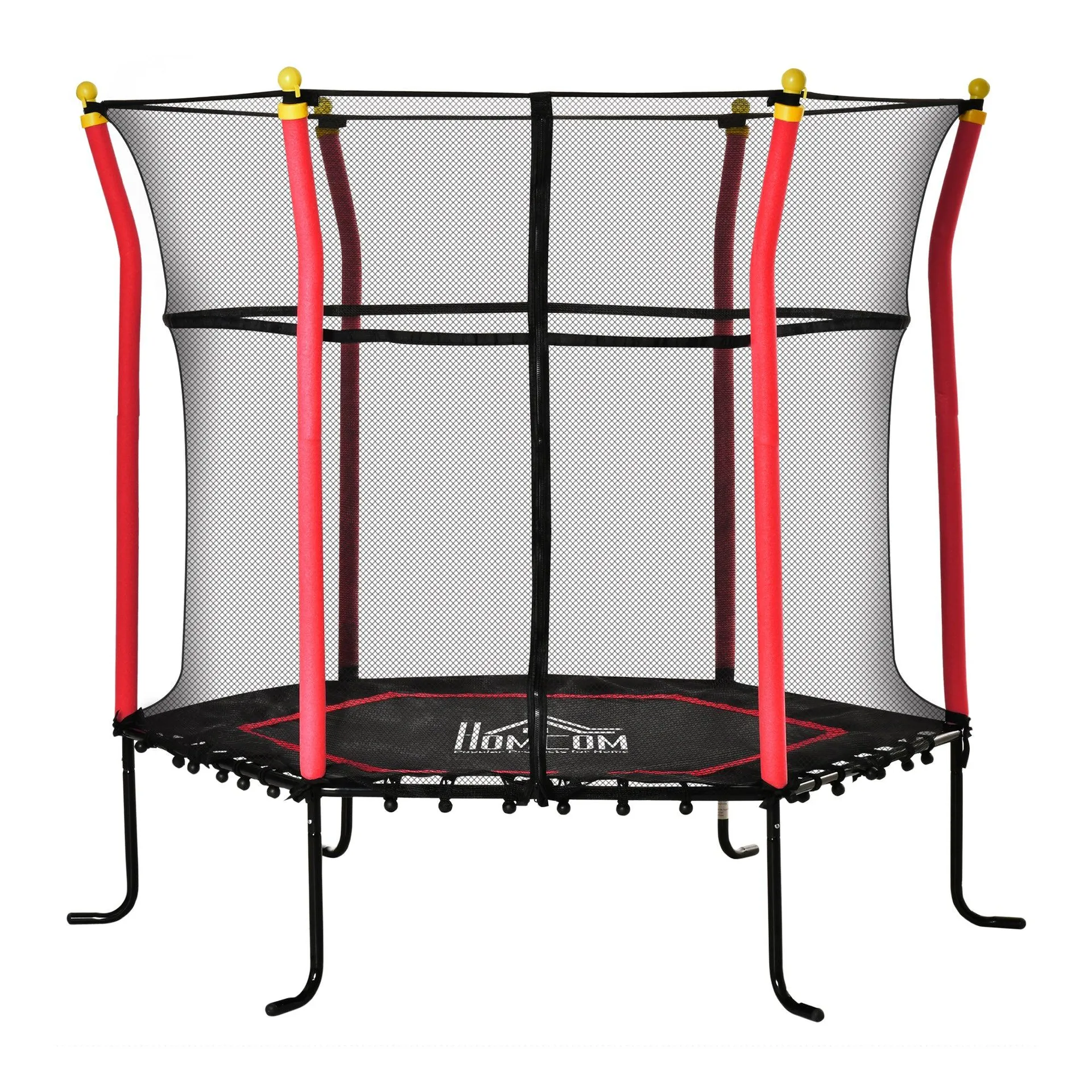 HOMCOM 5.2FT Kids Trampoline w/enclosure Indoor Outdoor for 3-10 Years - Red