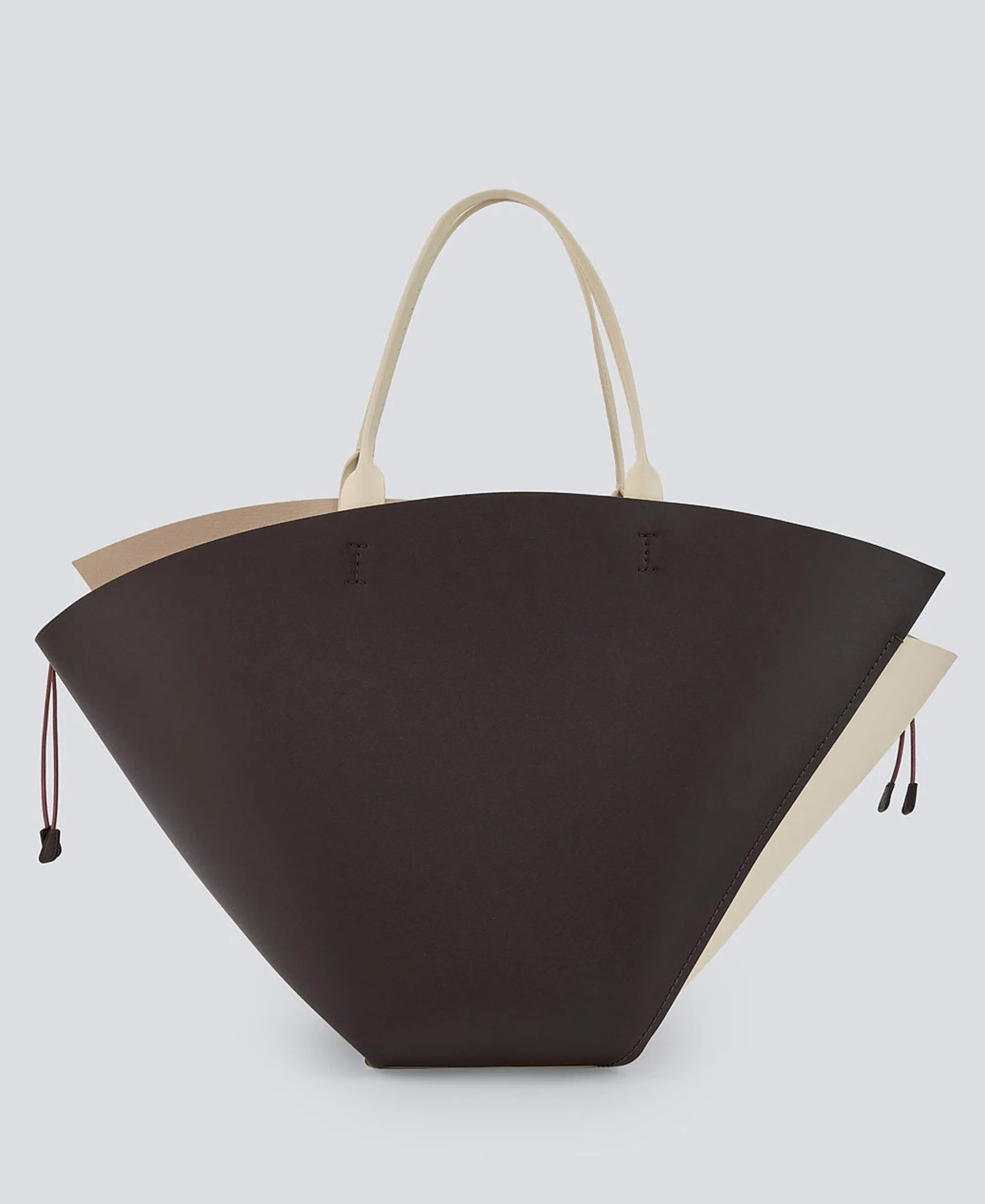 Asymmetric leather shopper bag woman