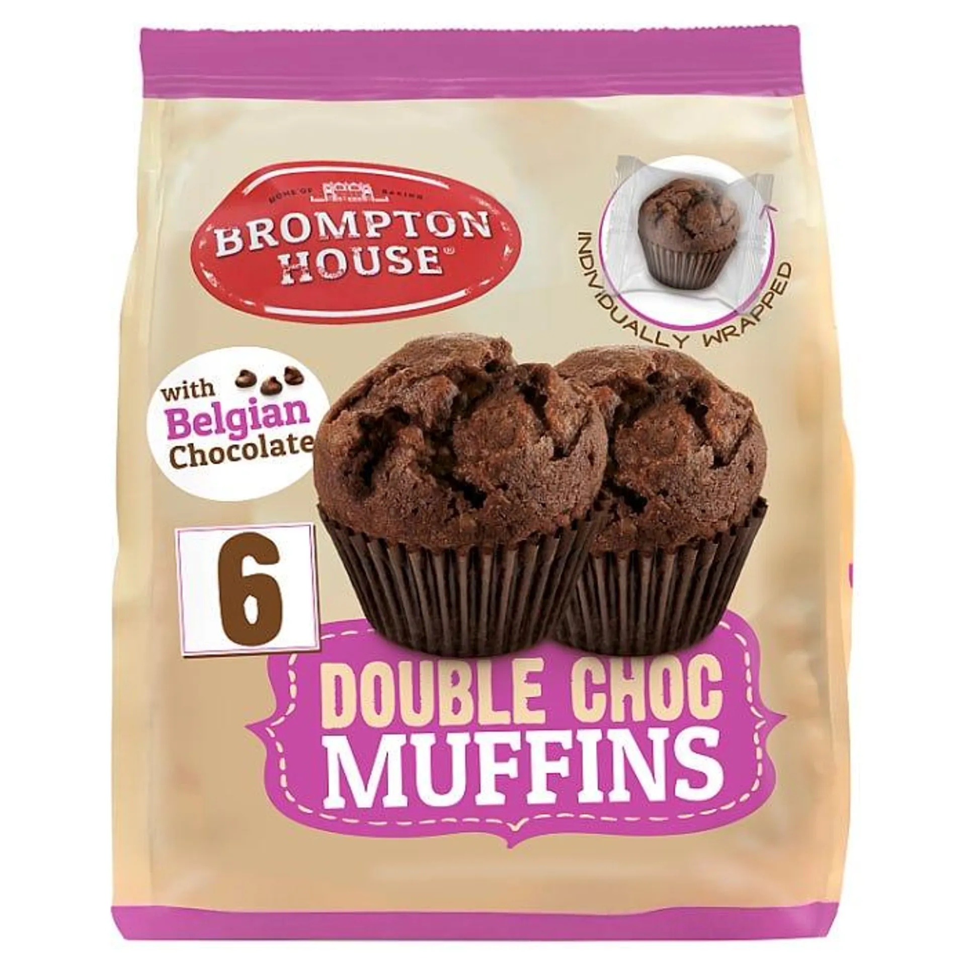 Brompton House Double Choc Muffins, 150g (Pack of 6)